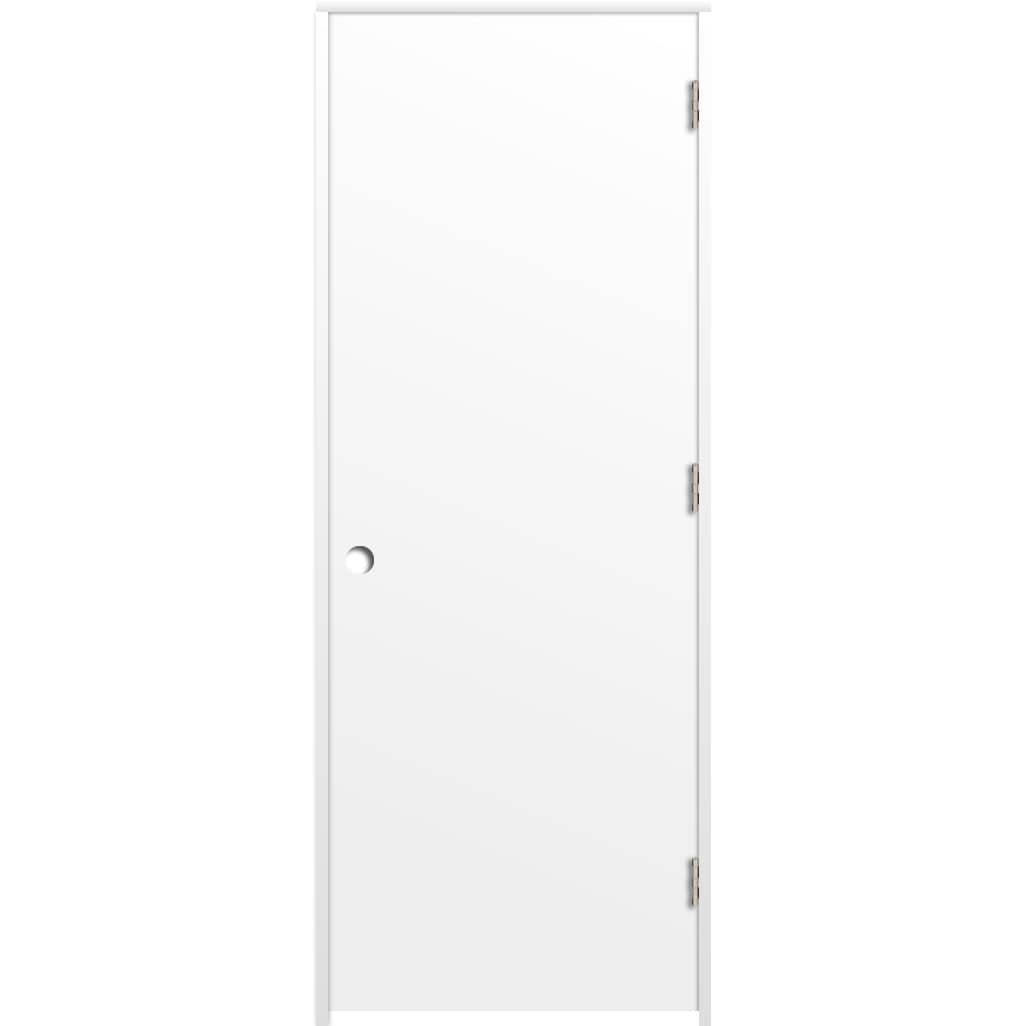 RELIABILT LOE830717 24-in x 80-in Primed Hollow core Flush Left hand Smooth Primed Hardboard Flat Jamb Single Prehung Interior Door
