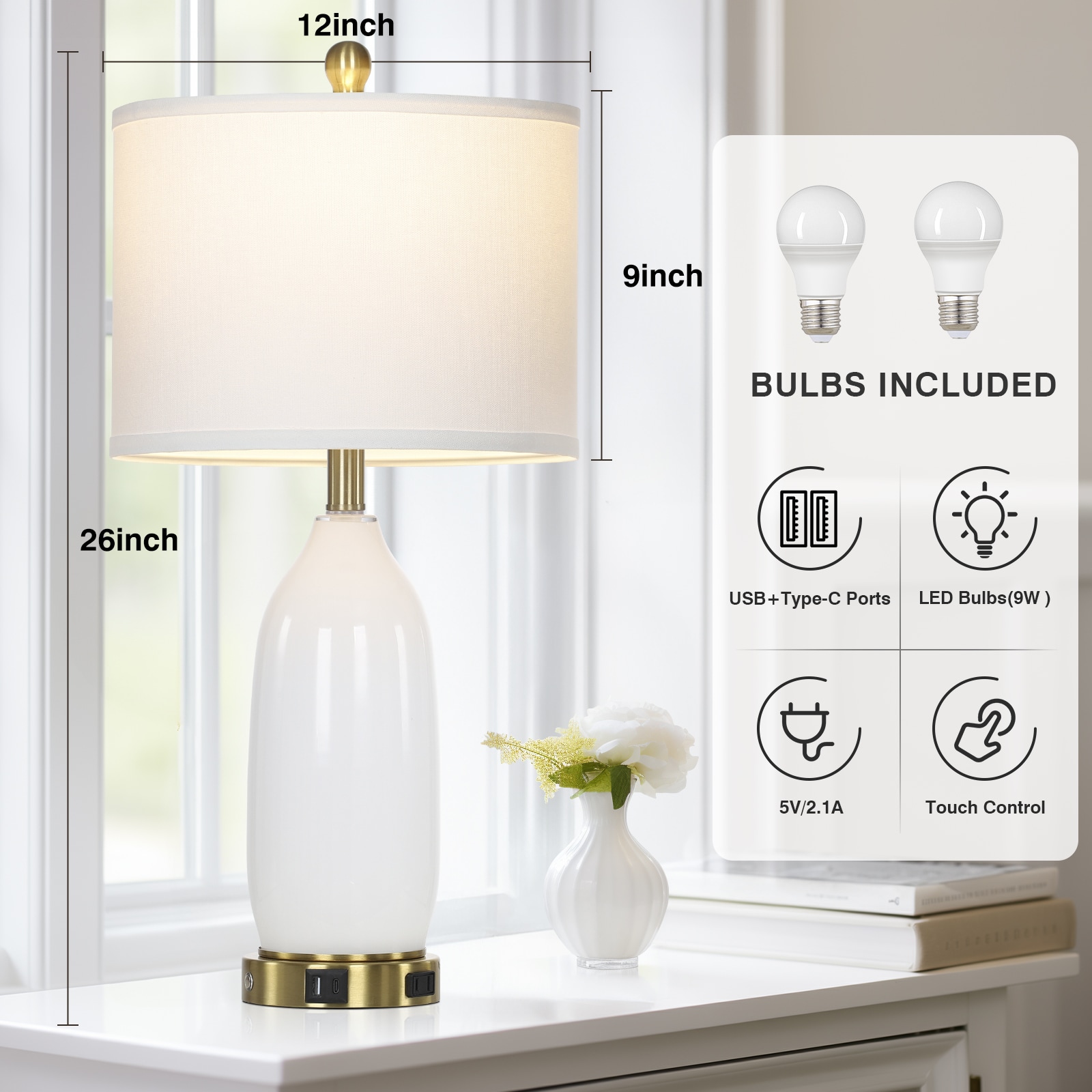 UrFurnishings TD-522 Table-Lamps - View #2