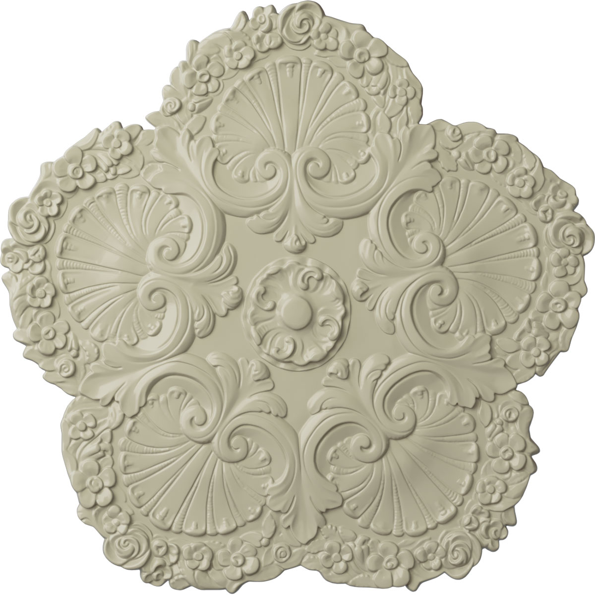 Ekena Millwork CM25SHCYF Shell 25.625-in W x 25.625-in L Painted Clear Yellow Polyurethane Whole Ceiling Medallion
