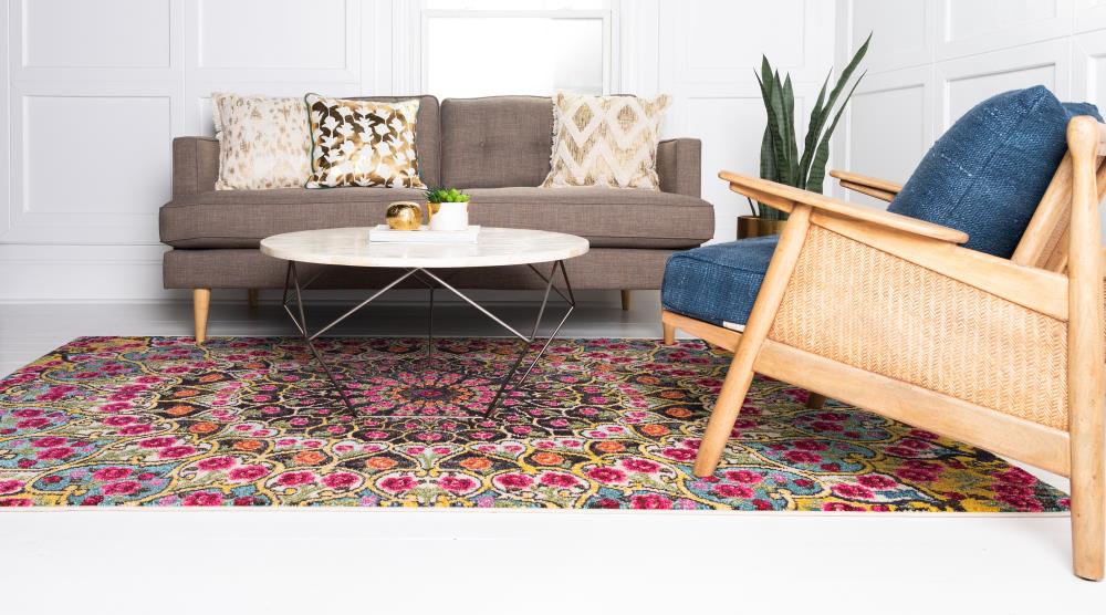8' x 10' Blue Multi-Color Synthetic Bohemian Area Rug