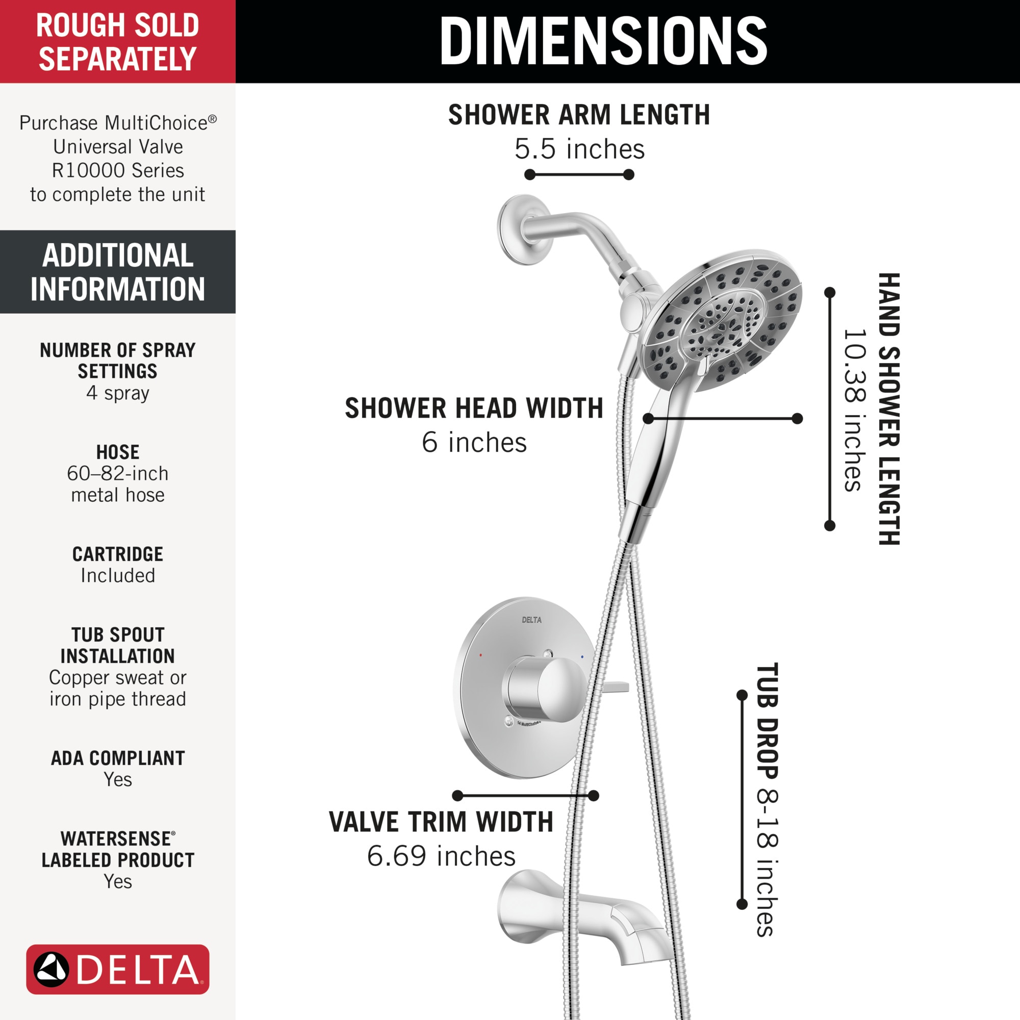 Delta T144855-I Tub-Shower-Faucets - View #5