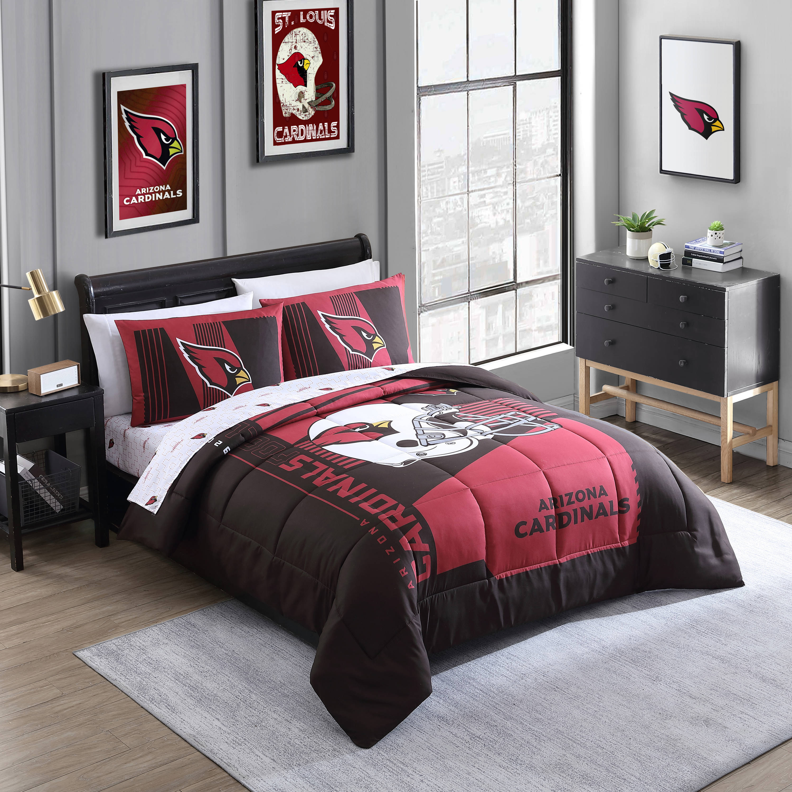 Cathay Sports Arizona Cardinals 5-Piece Cardinal Red/Black Full Bundle Set  in the Bedding Sets department at