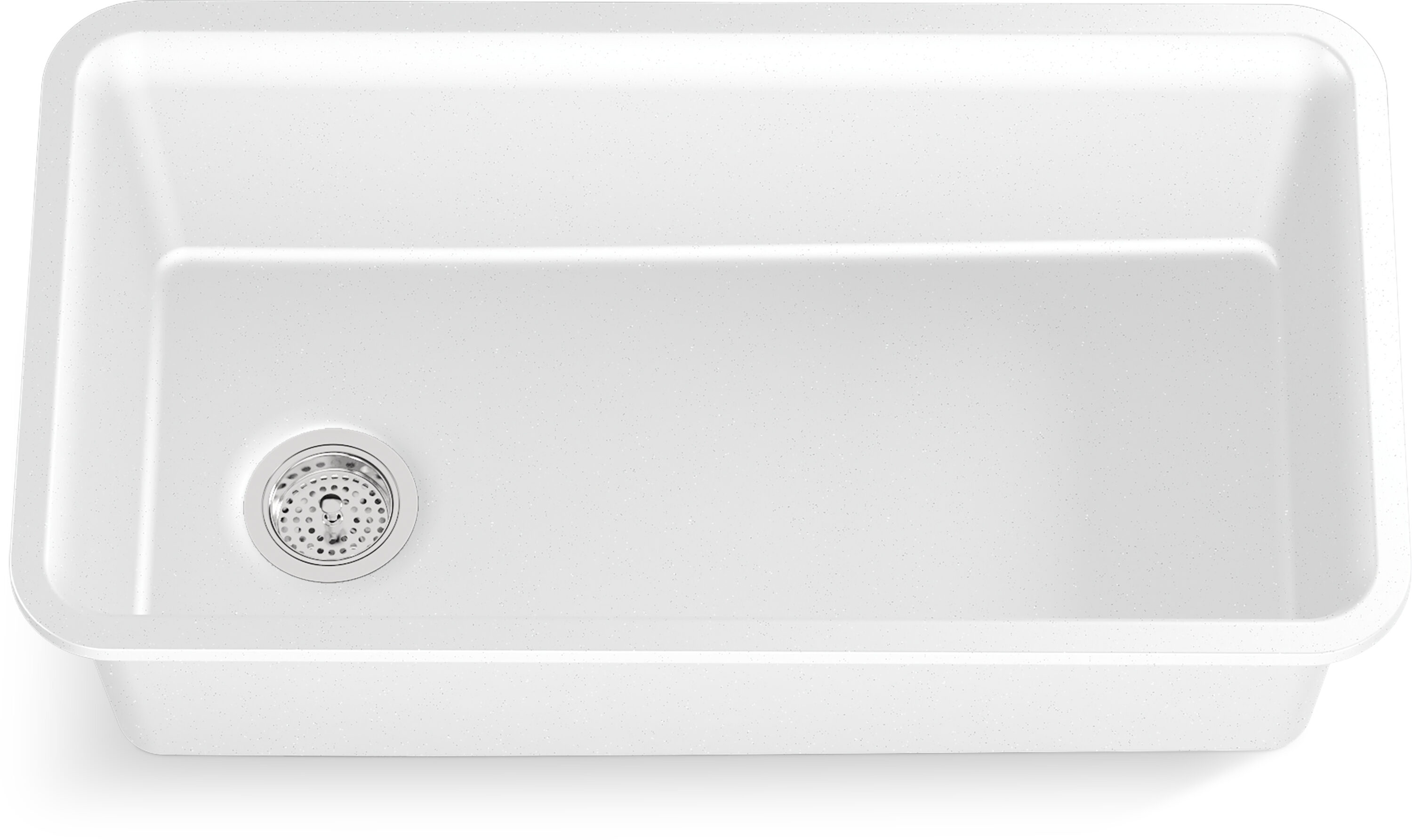 Cairn Matte White 33.5" Undermount Single-Bowl Kitchen Sink with Rack
