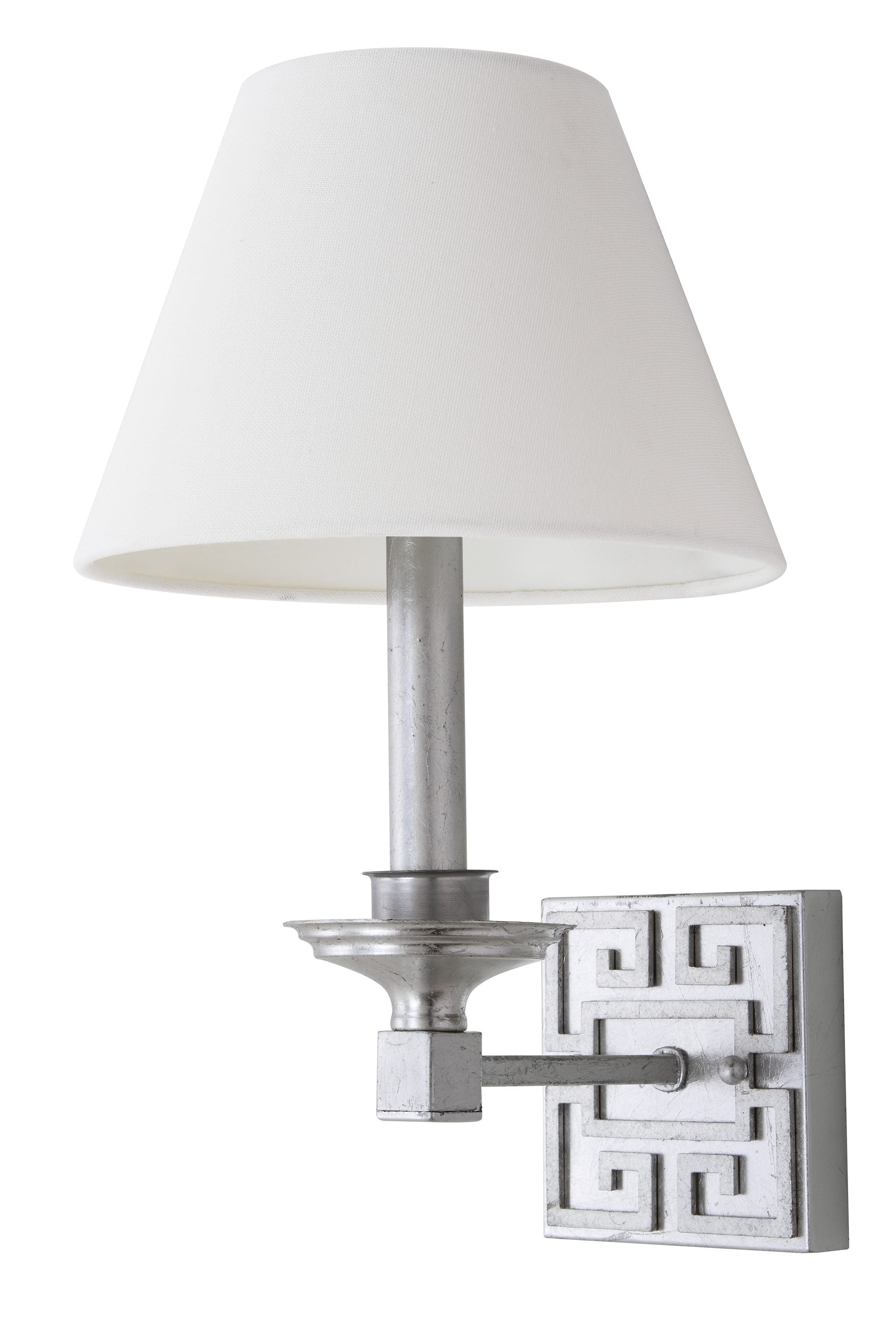 Contemporary Greek Key Silver Wall Sconce Set