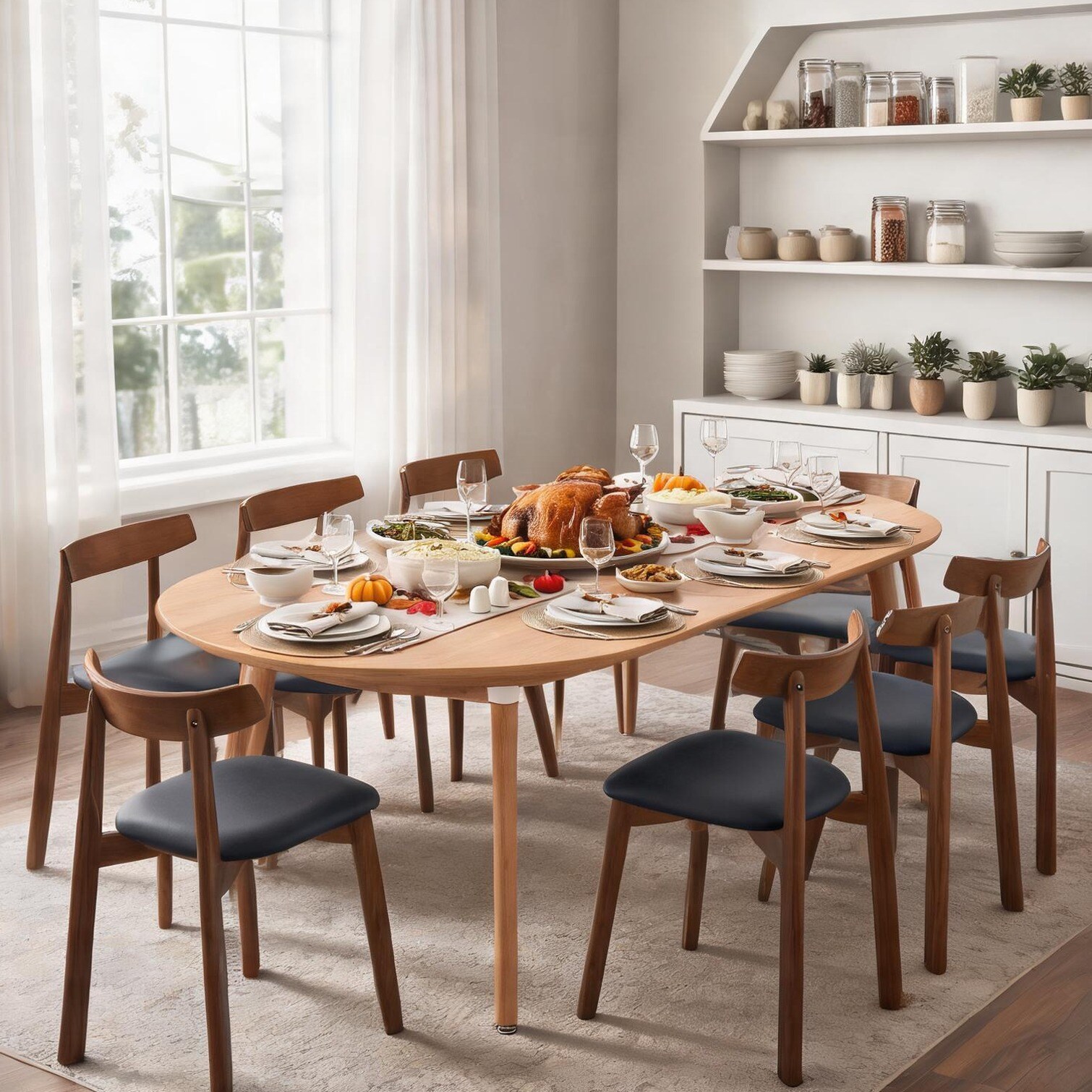 Naturefalls Metal Frame Dining Table with Extendable Round Dining Set and 74.8 x 43.3 x 30 in