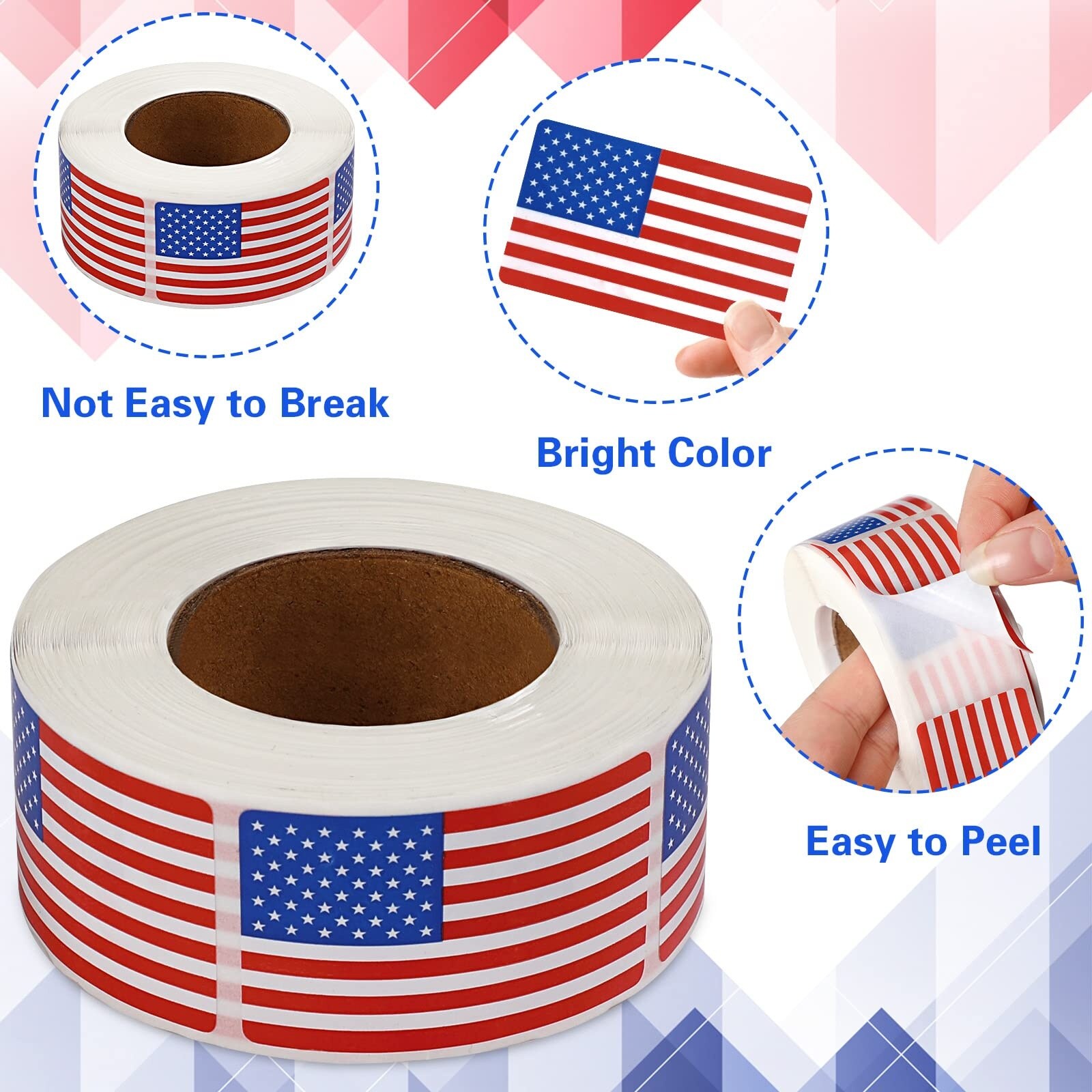 Afoxsos American Flag Sticker Roll 500 pcs 2 x 1 Point 22 Inch Red ...