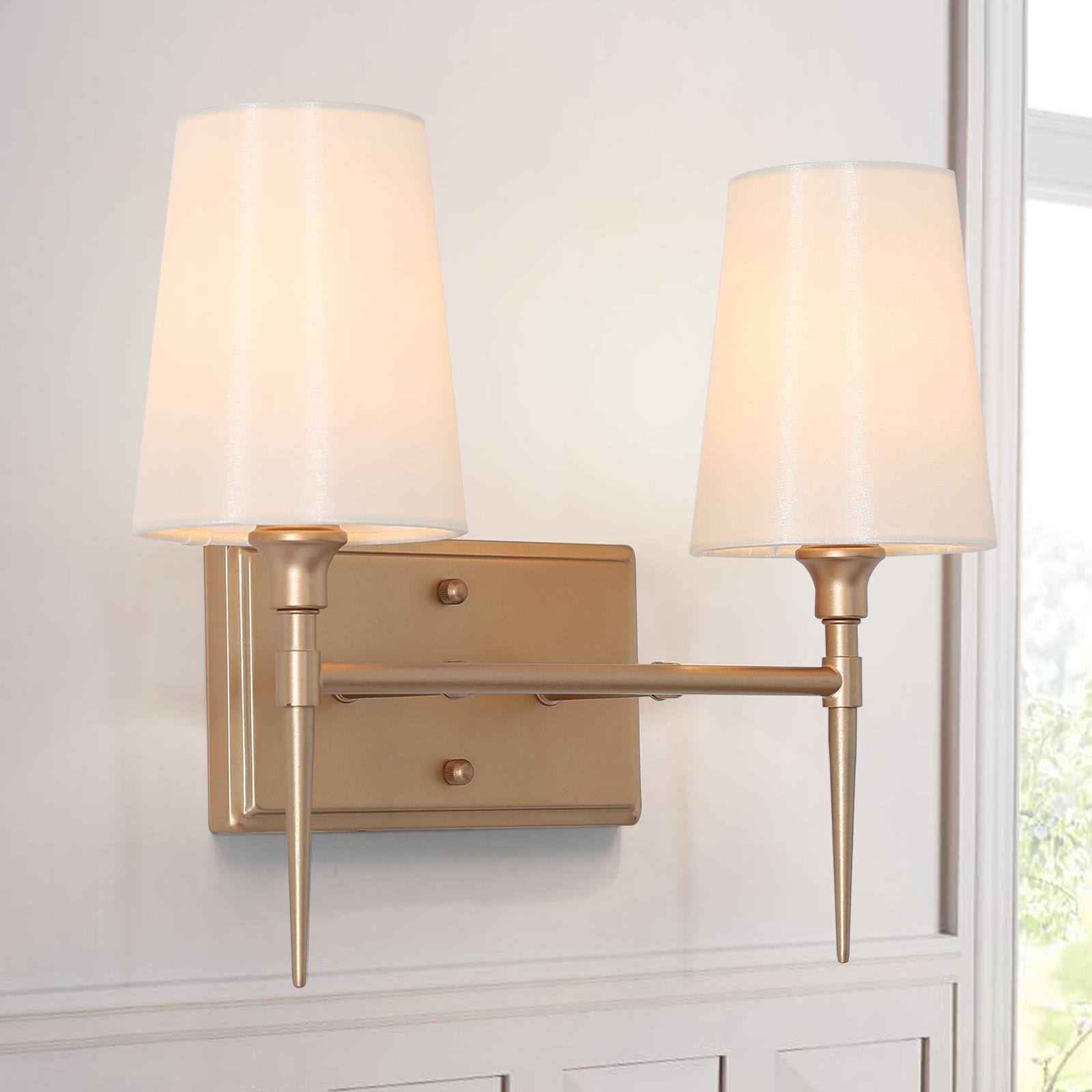 LNC 7ZUENILWS4300R7 Trend 15-in 2 -Light Matte Gold Modern/contemporary Vanity light bar