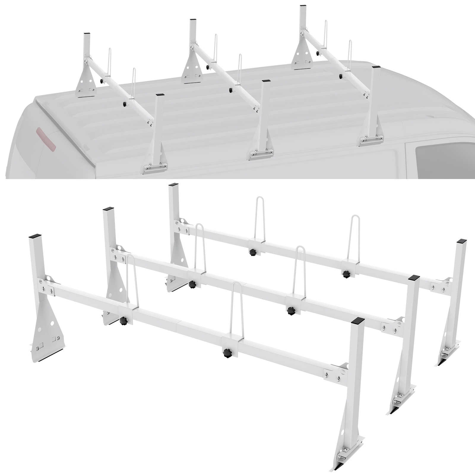 VEVOR Trailer Ladder Rack 59in Adjustable Roof Rack 3 Crossbars Van ...