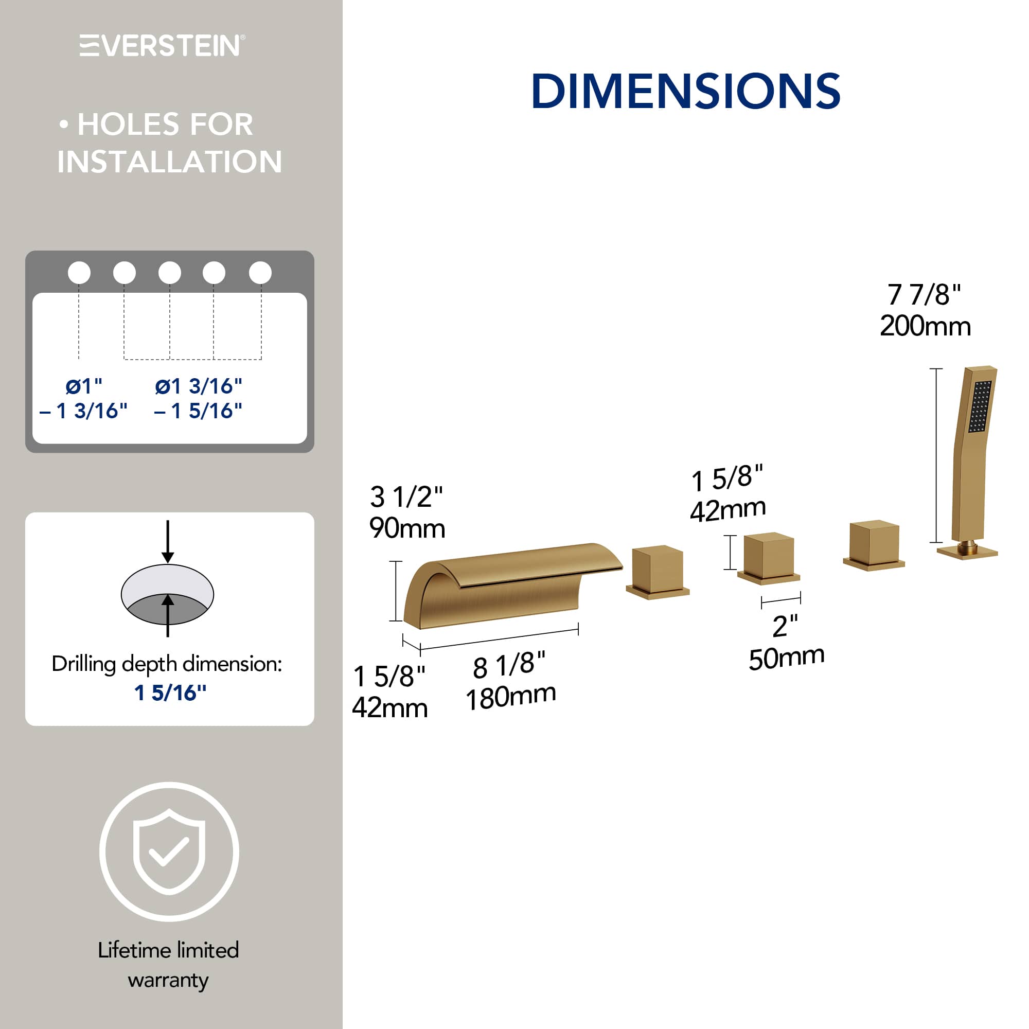 EVERSTEIN SFS-1159-GD Roman-Tub-Faucets - View #10