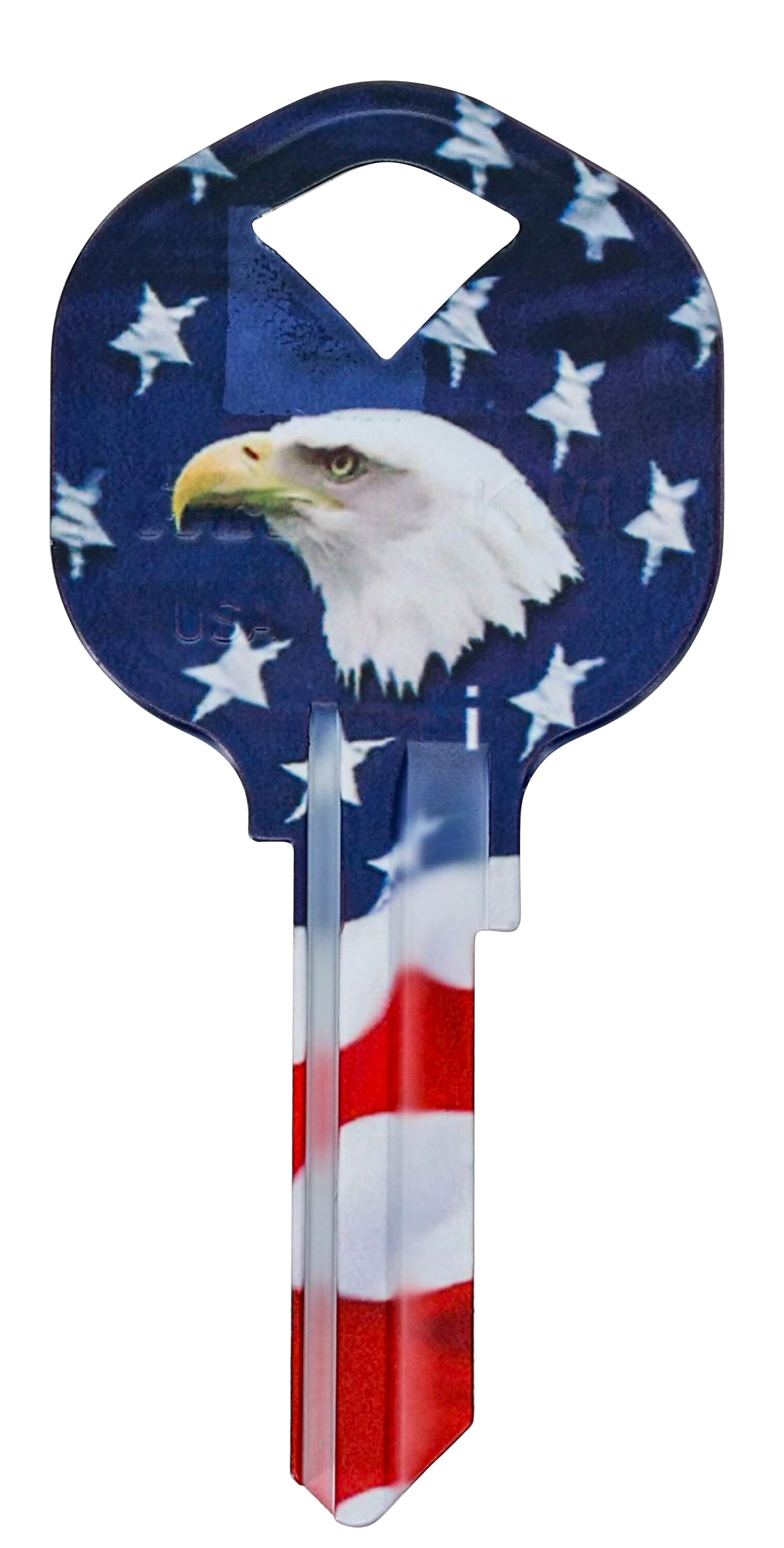 Minute Key 9986982 Red, White, Blue #66 KW1 Brass House/Entry Key Blank