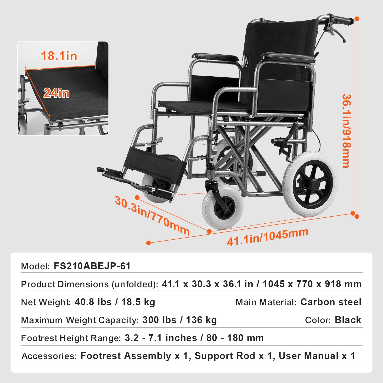 VEVOR SCFWYSLYTGHX05700V0 Walkers-Wheelchairs-Rollators - View #7