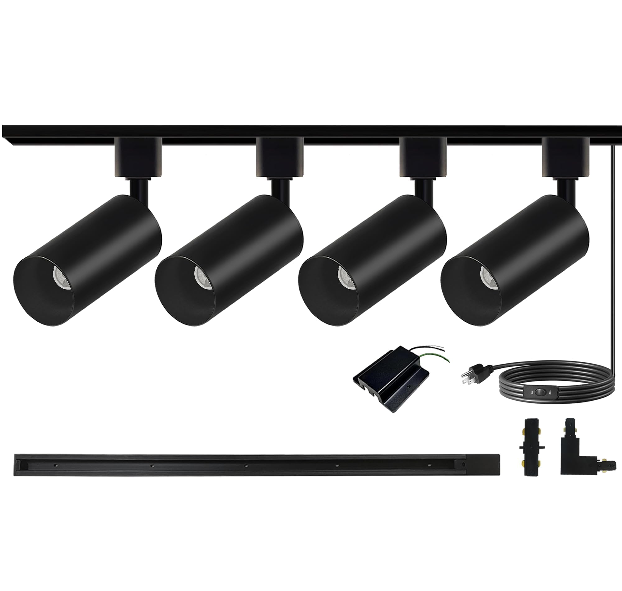 Yichuhaoxi  GU10 LED Track Lighting Kit 4 pcs Adjustable Ceiling Spotlights with 3 28FT Track Rail Plug In or Canopy Install Bulbs Excluded