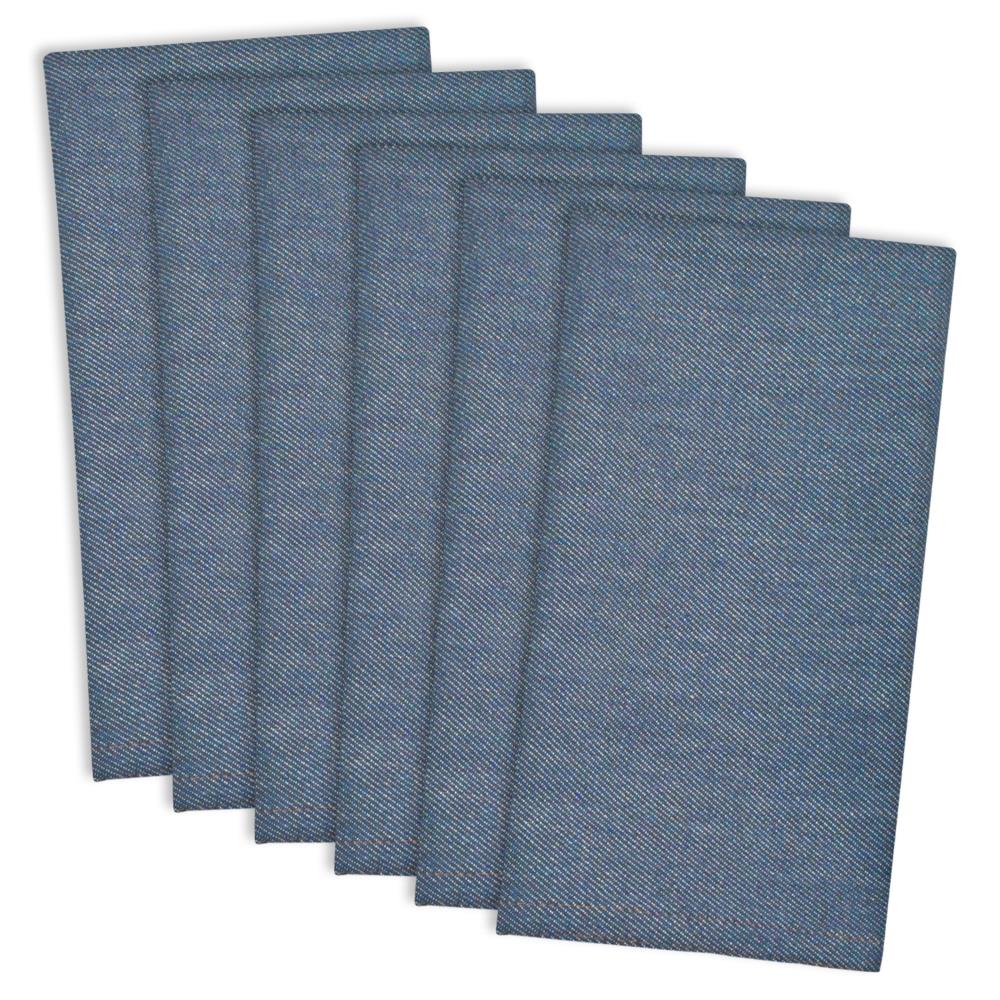 Embroidered Cotton Napkins 20x20 Set of 4 Cloth Dinner Napkins White/Navy