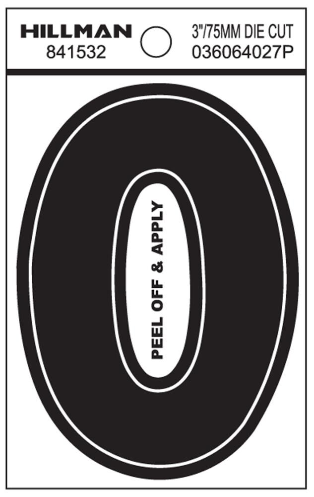 Hillman 841532 3-in Black/White Letter O