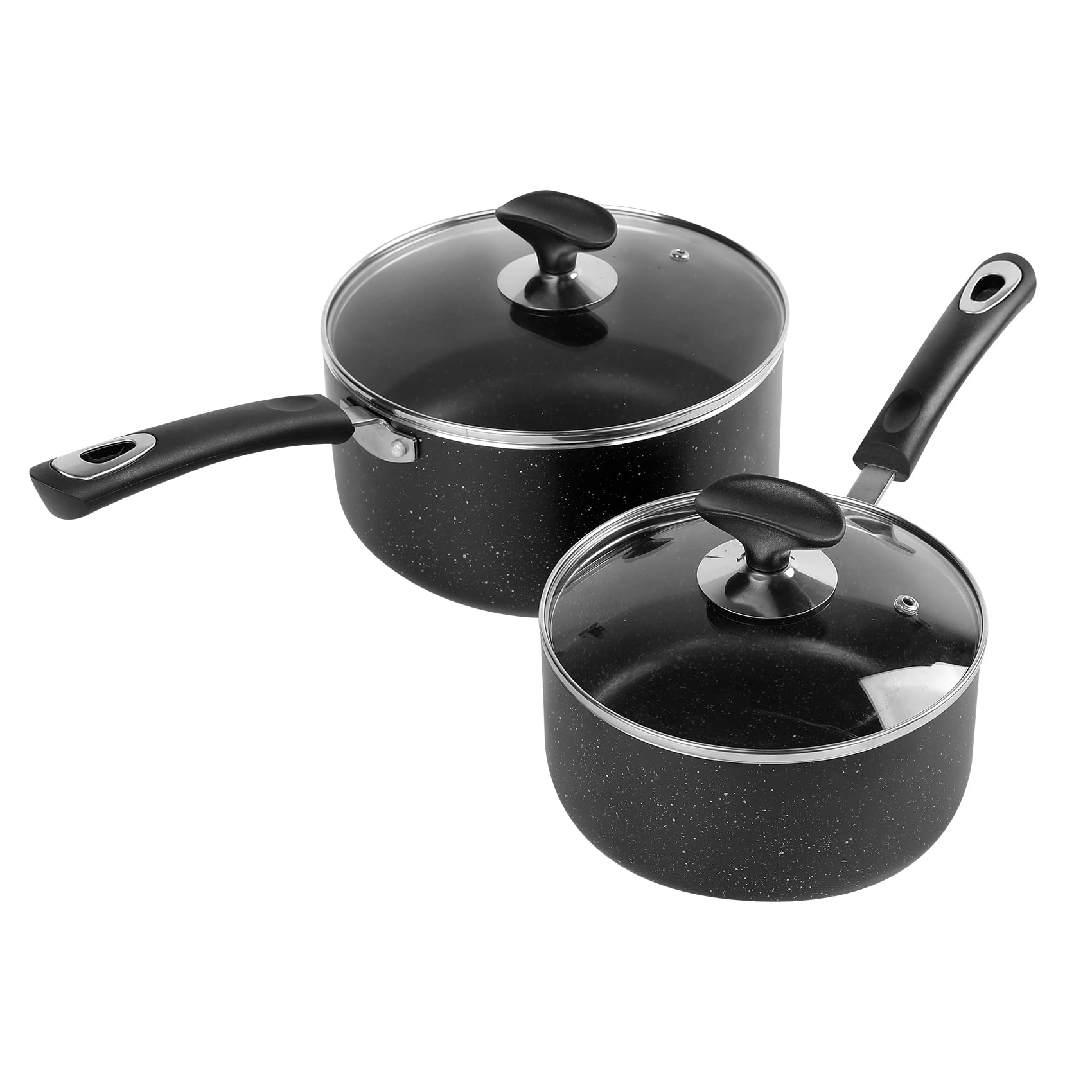 DHMHD Nonstick Saucepan Set 2 Quart and 3 Quart Ultra Non Stick Sauce Pan Small Pot with Glass Lid Black durable home and garden accessory #LDH0817X389