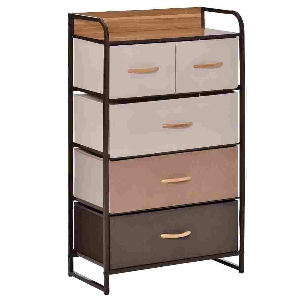 Tatayosi - 5-Drawer Dresser Fabric Drawers 4-Tier Storage Organizer for Bedroom Entryway Tower Un...
