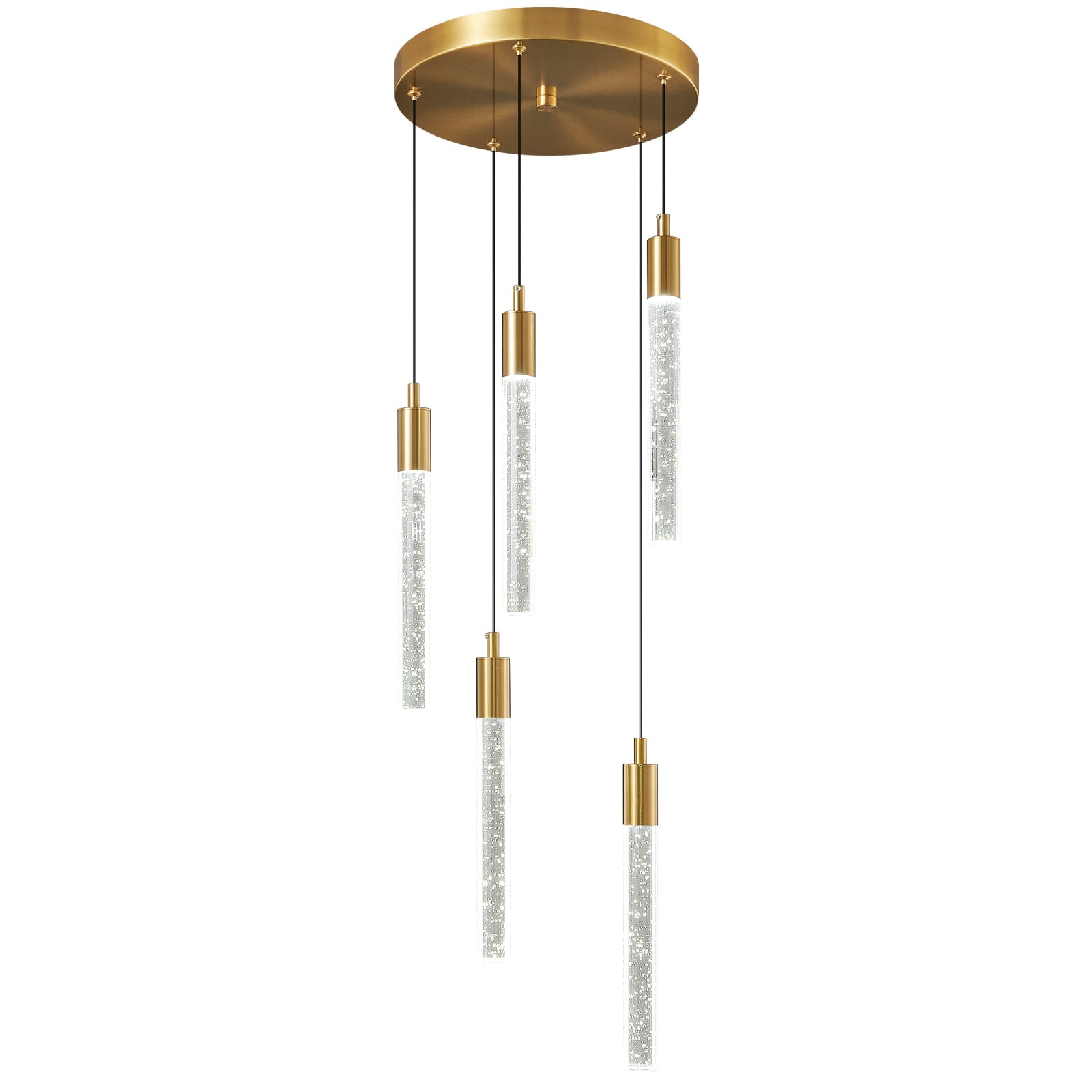 ZHLLMQ - Pendant 5-Light Modern Gold Crystal Rectangle Non-integrated LED 11.81in Kitchen Island ...