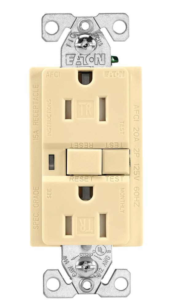 Ivory Tamper Resistant 15 Amp AFCI Duplex Receptacle with Wall Plate