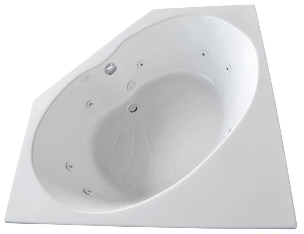 Endurance LS6060EWL Swift 60-Inches x 60-Inches White Acrylic Corner Drop-in Whirlpool tub ( Center Drain )