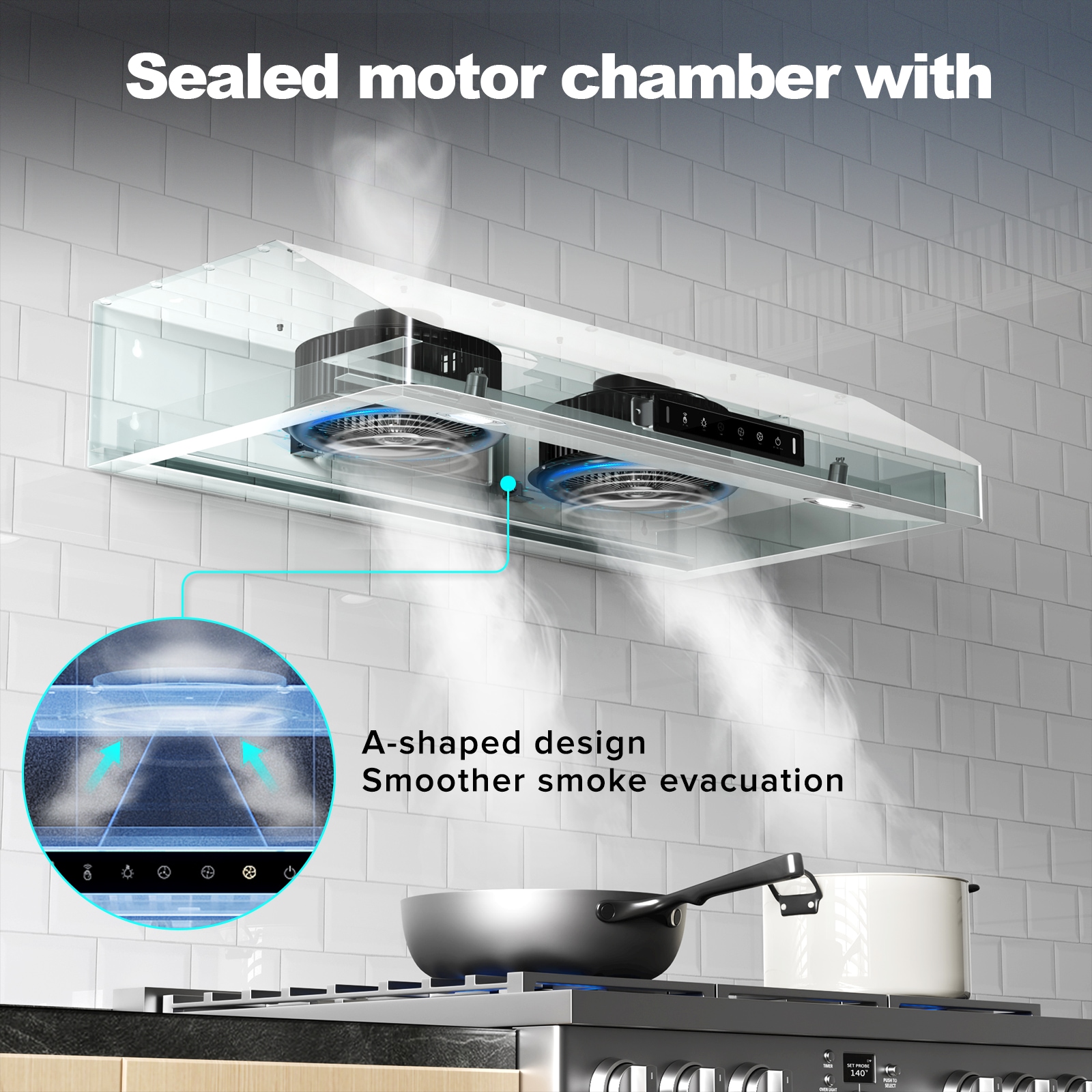 驚きの価格 36-in VIKIO Ducted Hood Range Cabinet Under Black 900-CFM 帽子