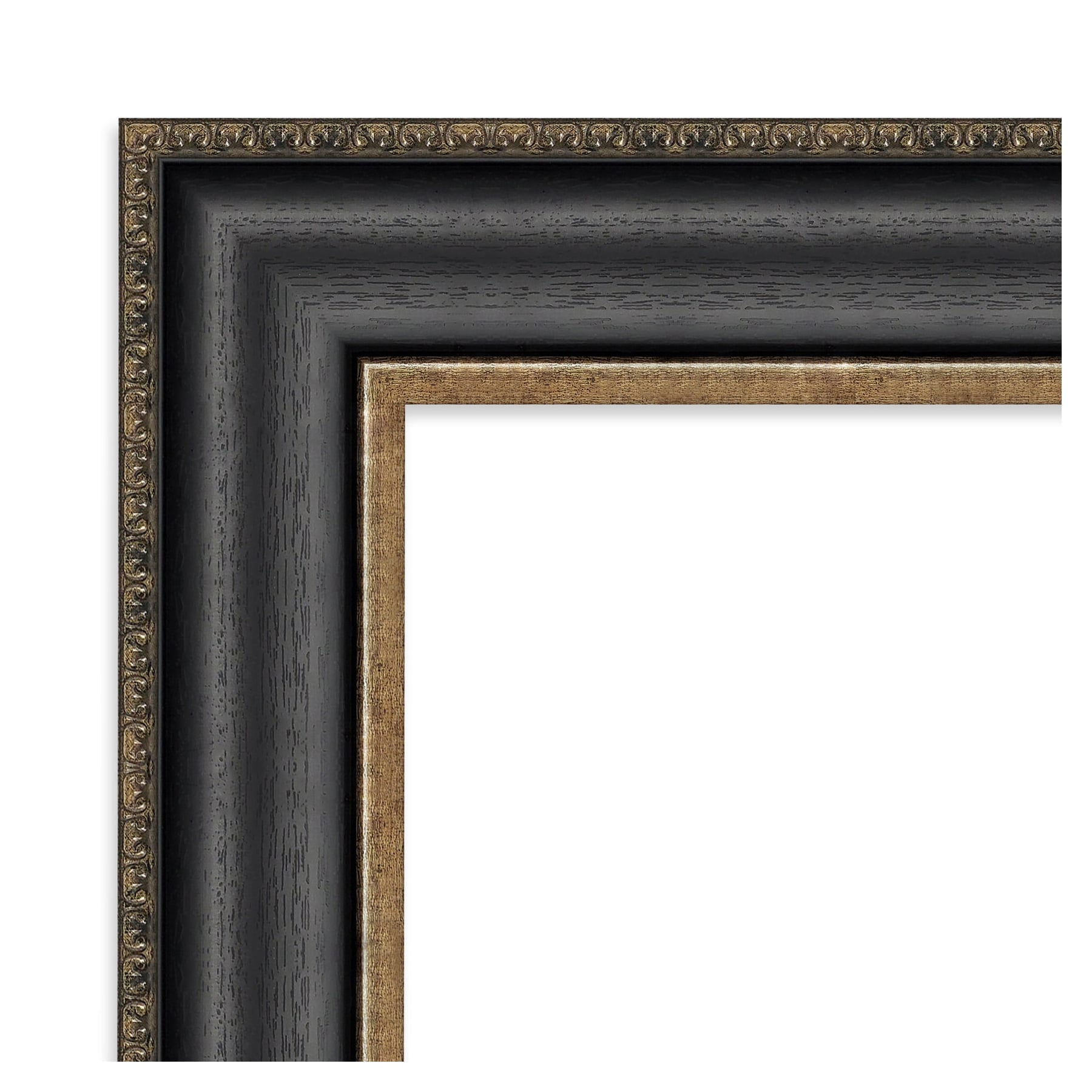 Thomas Black Bronze Rectangular Wall Mirror with Wood Frame
