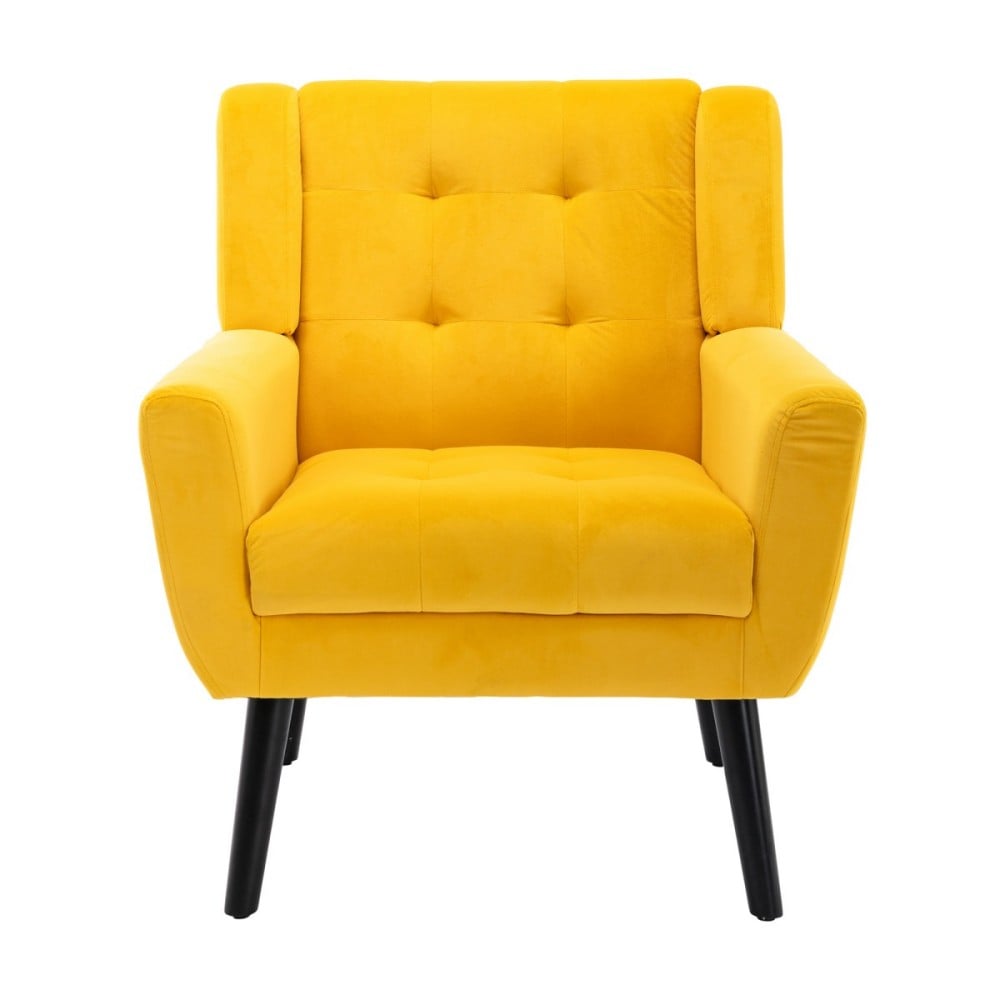 Coolbibila Modern Yellow Velvet Upholstered Accent Chair with
