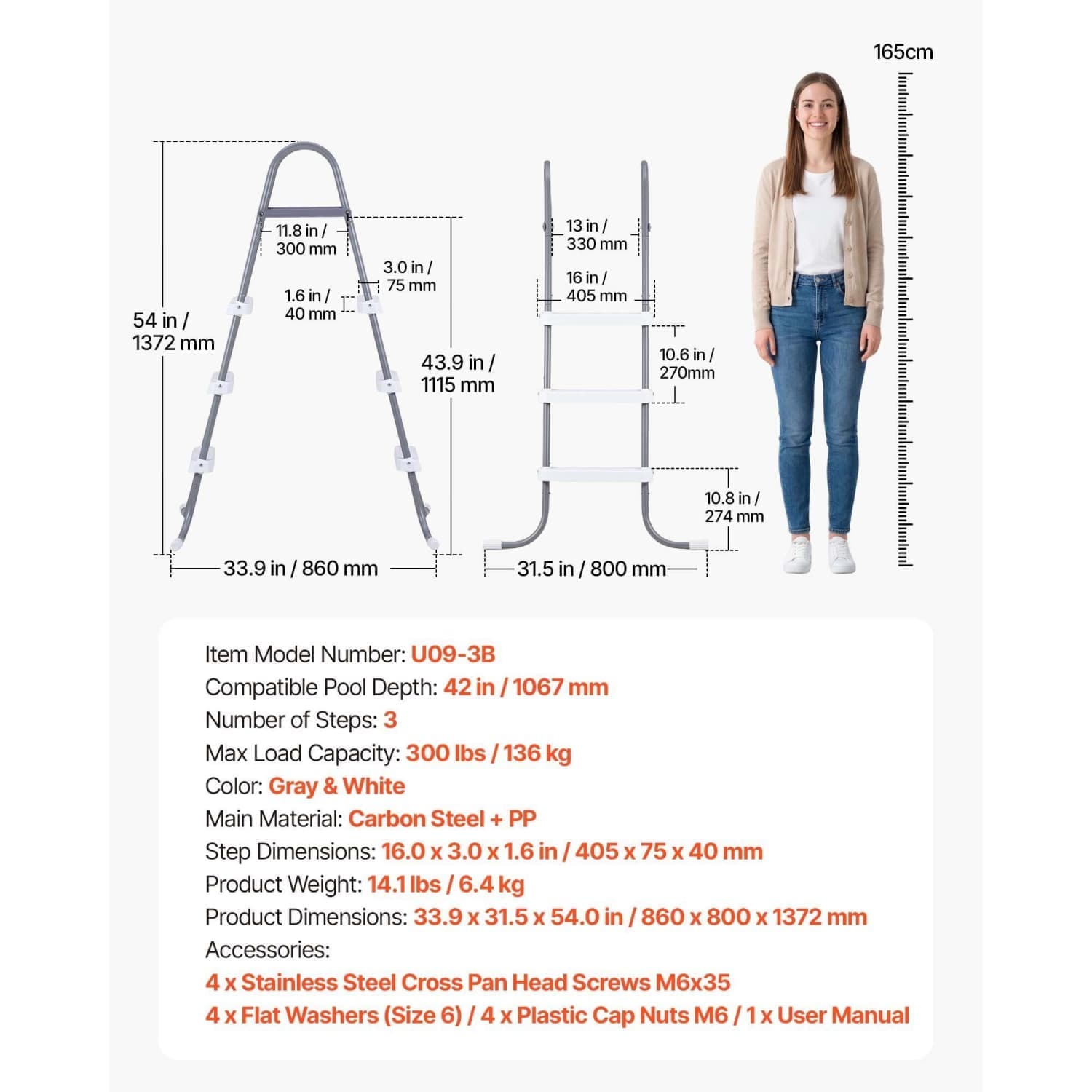 Angel Sar L2FHX47PLD-AFM Above-Ground-Pool-Lad-Steps - View #5