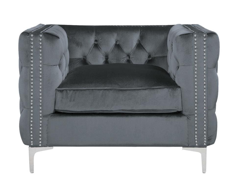 Chic Home Design Da Vinci Modern Grey Velvet Club Chair at Lowes.com