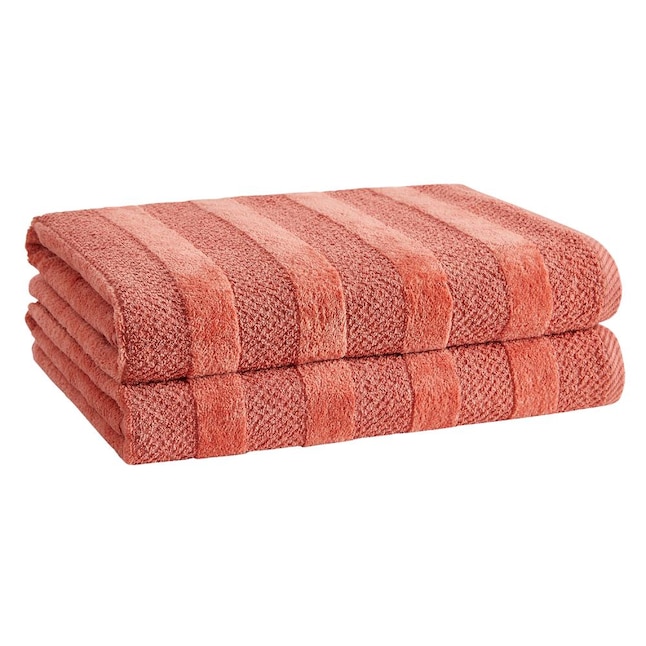 Cannon Shear Bliss Lightweight Quick Dry Cotton 2 Pack Bath Towels for Adults, Coral