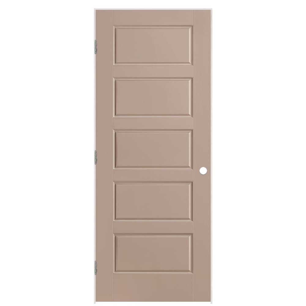 Masonite 1444459 32-in x 80-in Sandpiper Hollow core 5-panel equal Right hand Smooth Prefinished Molded composite Flat Jamb Single Prehung Interior Door
