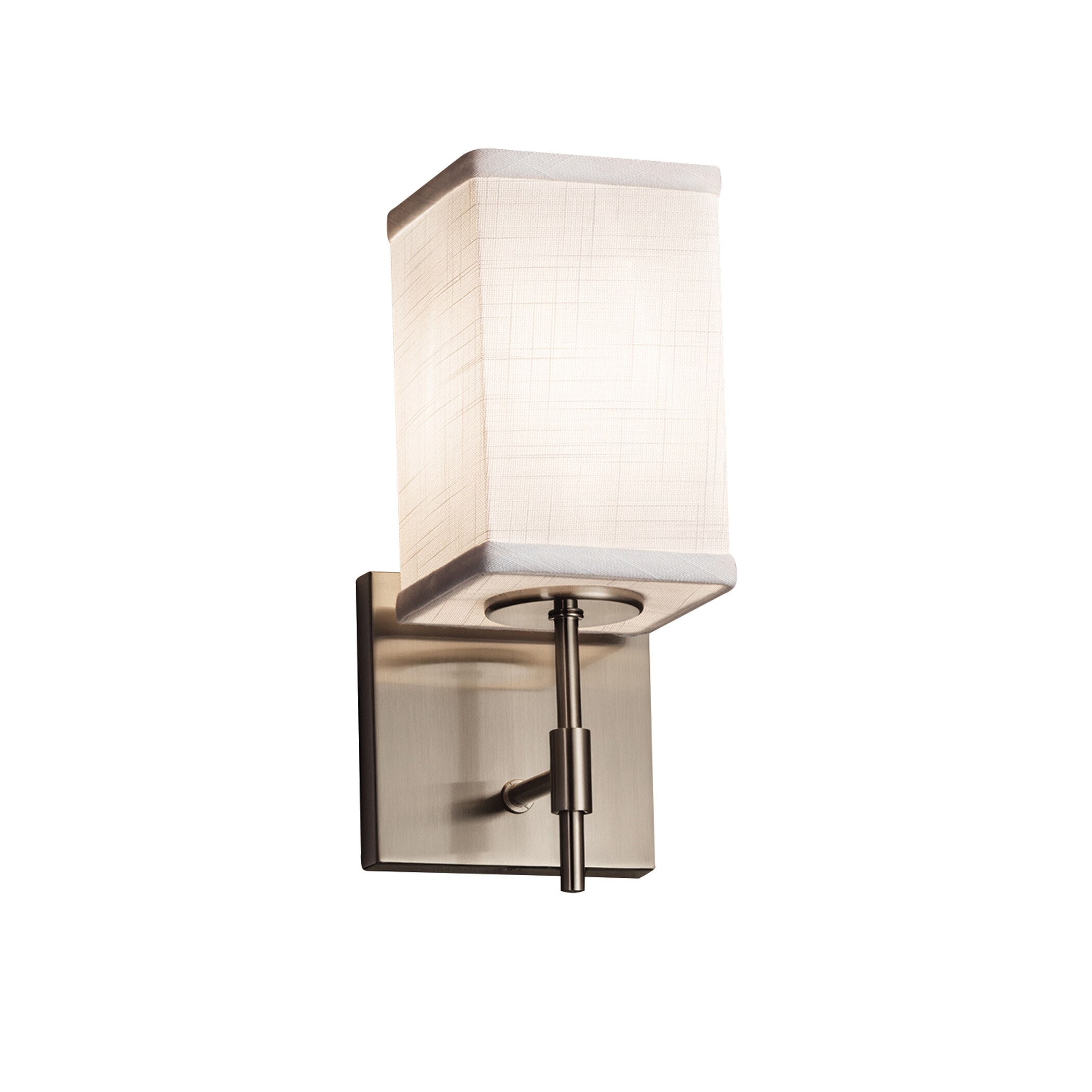Justice Design Group FAB-8411-15-WHTE-NC Textile 4.5-in W 1-Light Brushed Nickel Transitional Wall Sconce