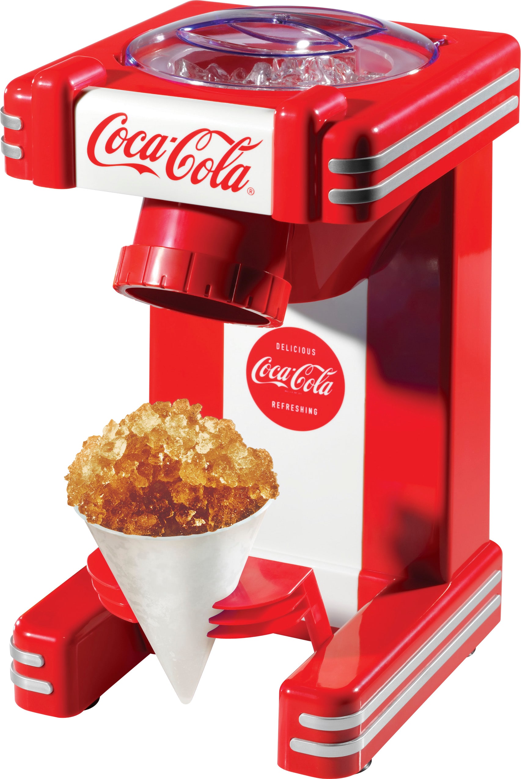 Nostalgia Coca-Cola Snow Cone Maker and Shaved Ice Storage, Red