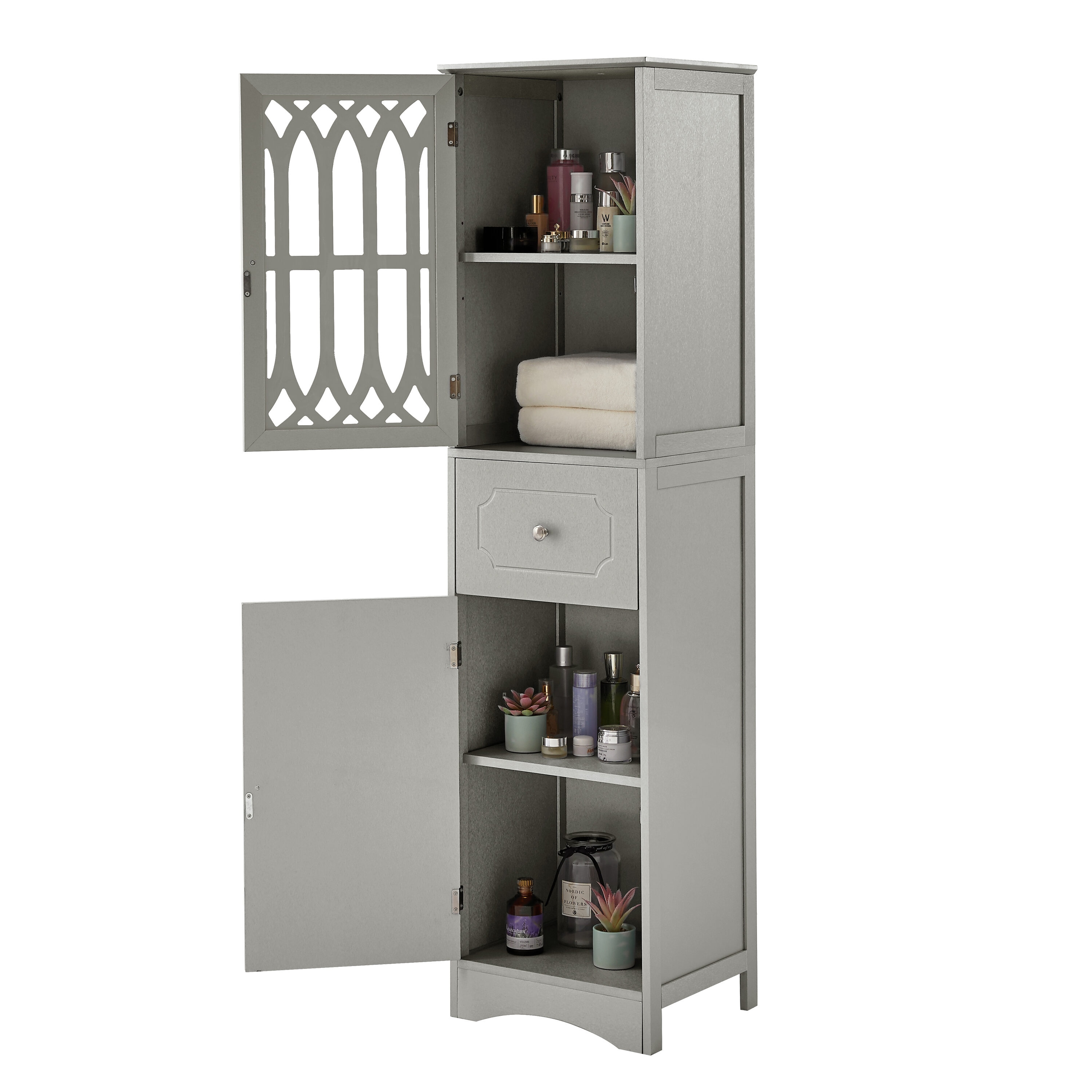 Siavonce 14-in W x 64-in H Mdf Grey Freestanding or Wall-mount Utility Storage Cabinet