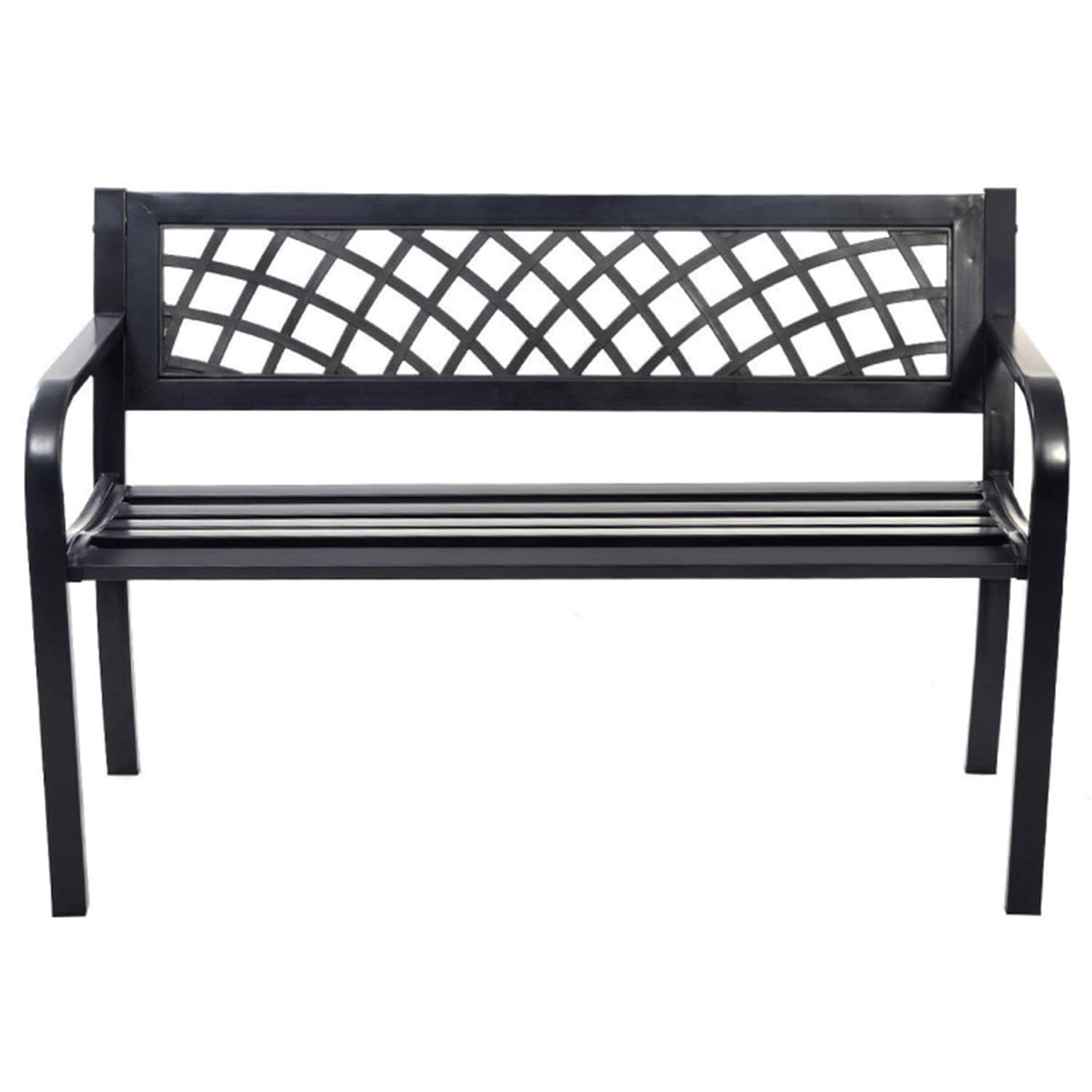 Mondawe RE335-HY 46-in W x 30-in H Black Steel Garden Bench