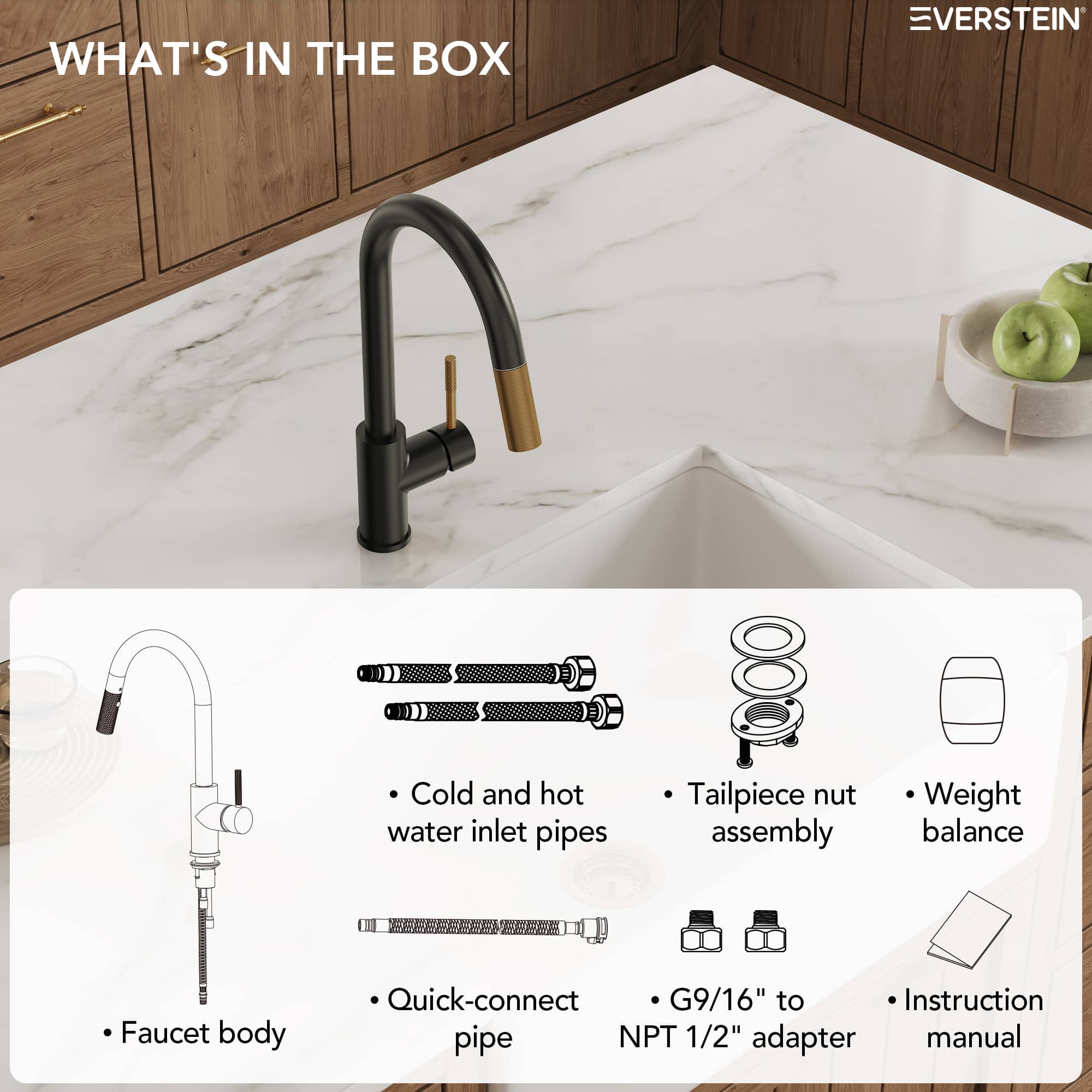 EVERSTEIN SFS-1176-BK-GD Kitchen-Faucets - View #12
