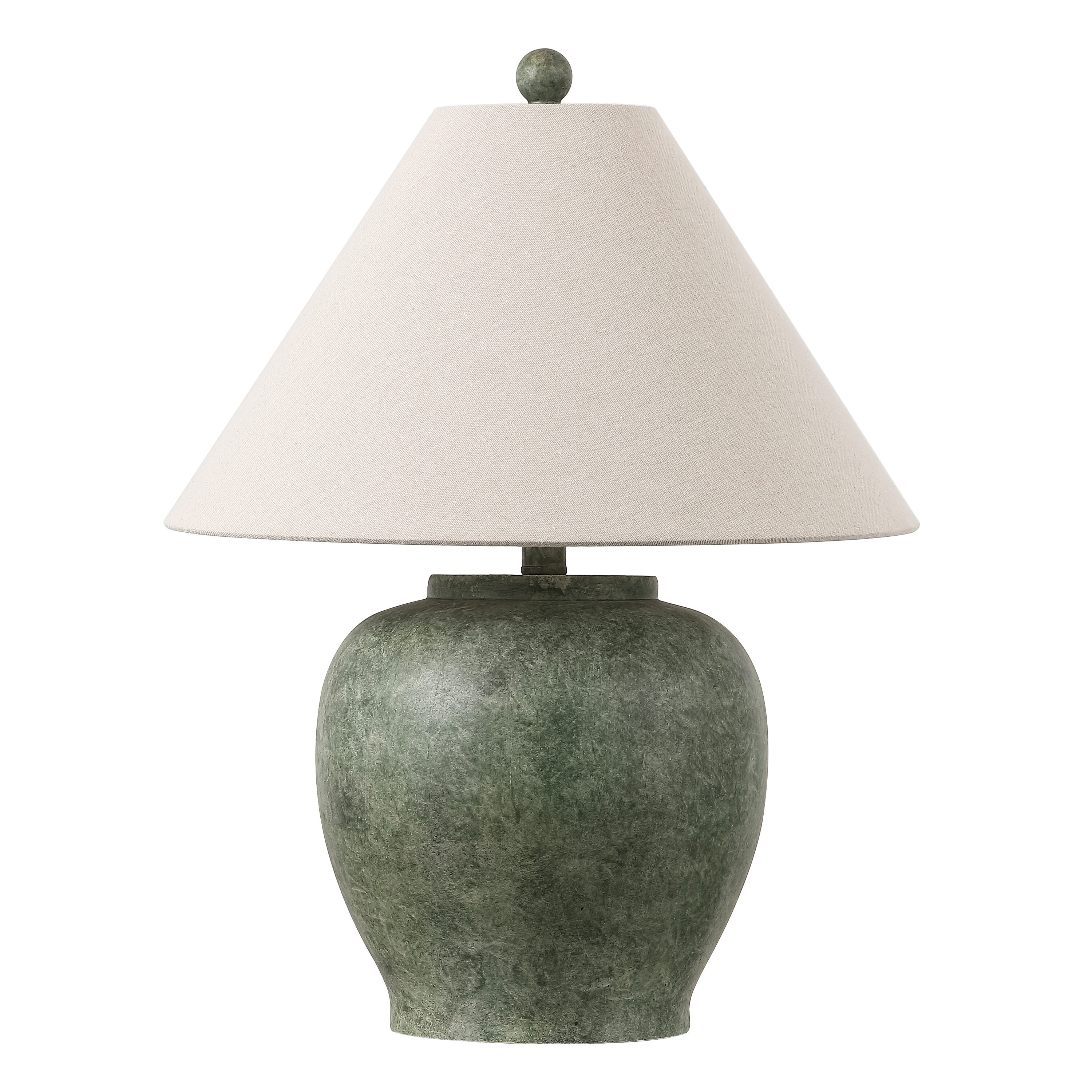 Dylan Antique Green Resin Table Lamp with White Fabric Shade