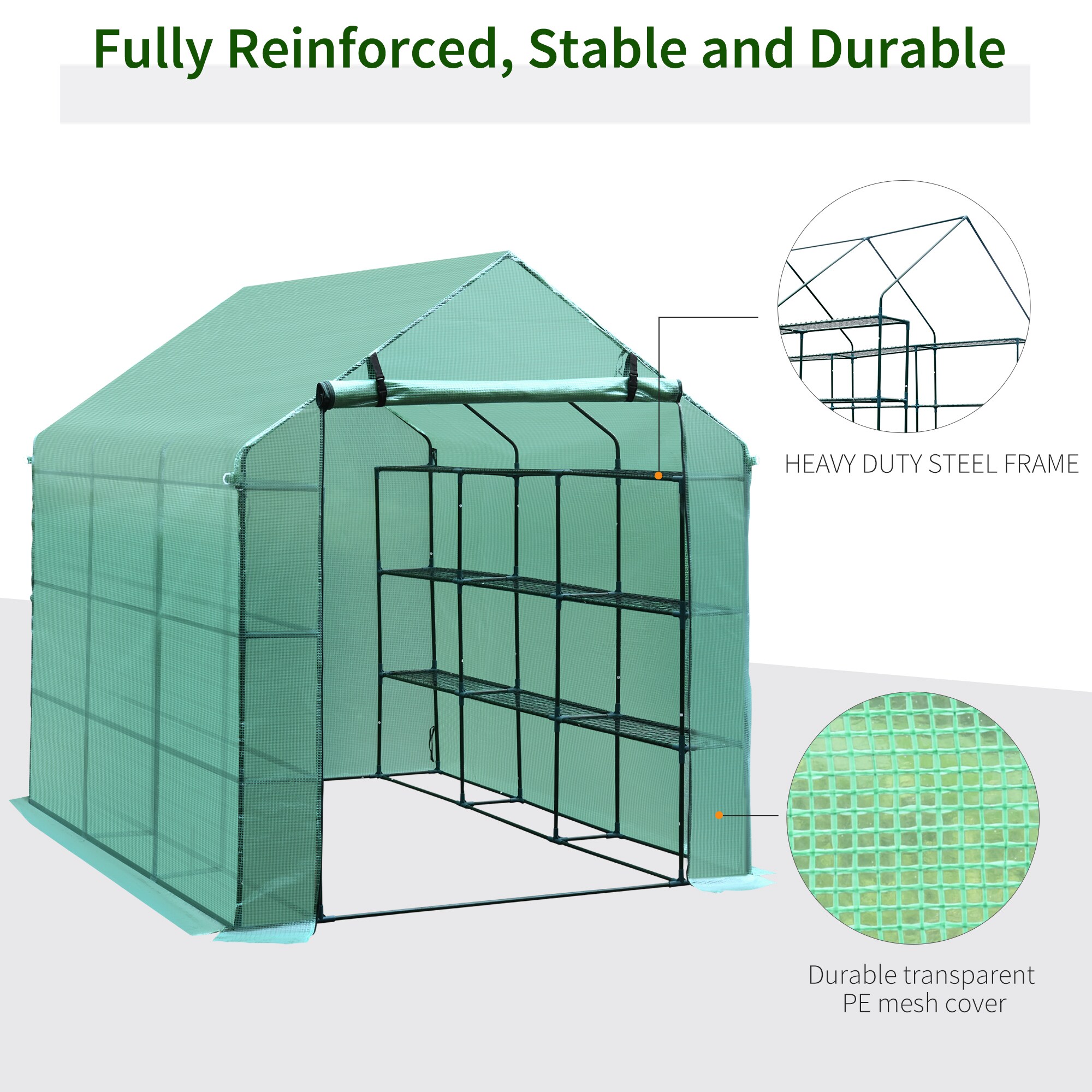 Outsunny 8-ft L x 6-ft W x 7-ft H Green Pop-Up Greenhouse at Lowes.com