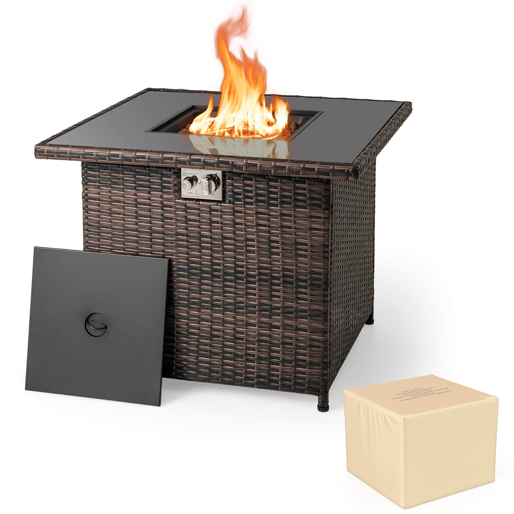Costway 32.5-in W 50000 Maximum BTUs Steel Square Portable Liquid propane Fire pit table