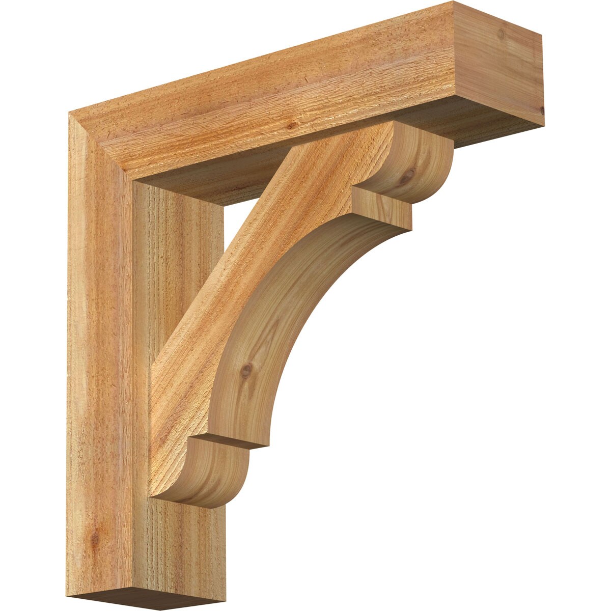 Ekena Millwork 1463441 Olympic Block Rough Sawn Bracket with Offset Brace 6-in x 22-in x 22-in Western red cedar Brown Wood Standard bracket