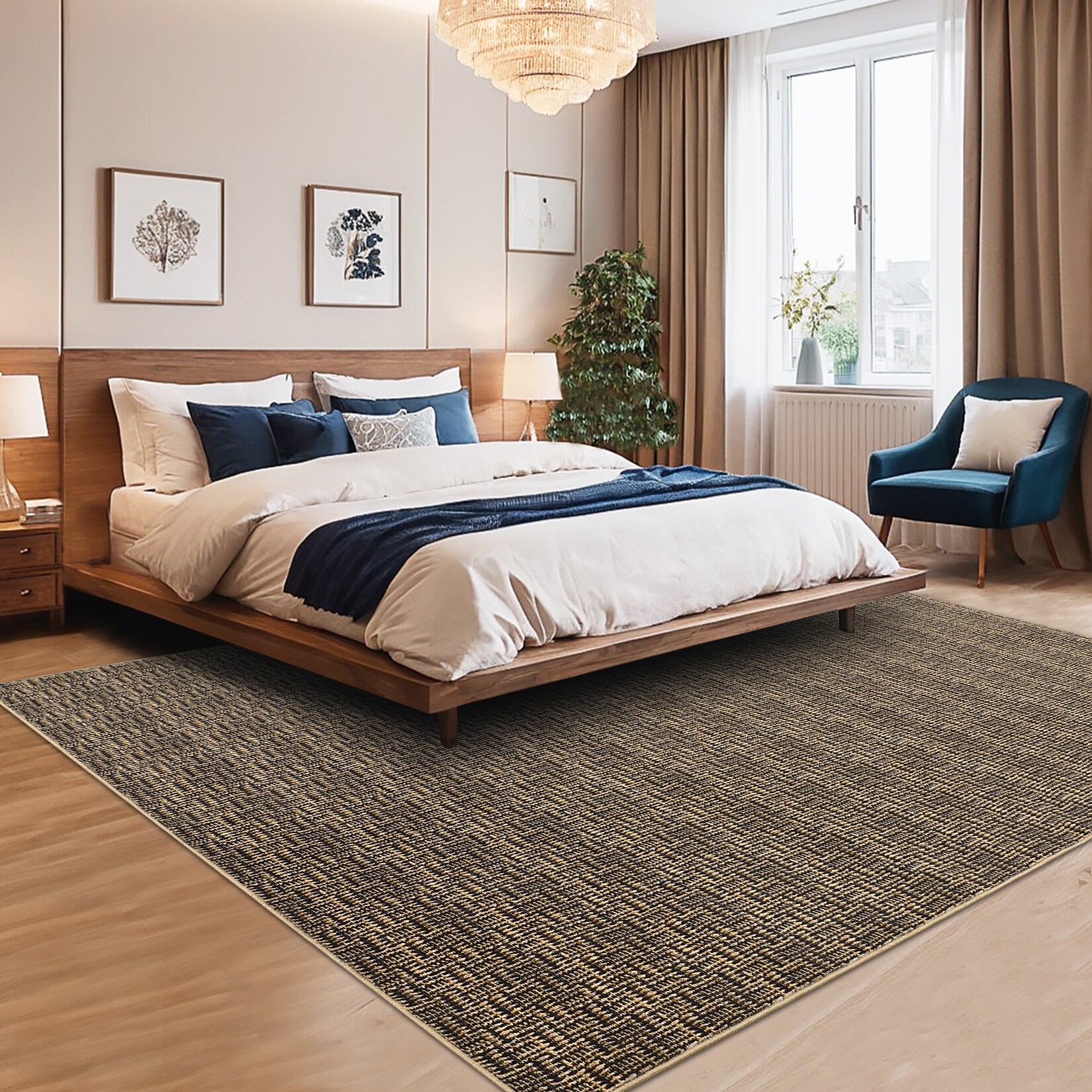 Garvee YXY-LO-PHO-338C6QY3 10 x 13 (ft) Loomed Polyester Brown Rectangular Indoor Solid Mid-Century Modern Machine washable Area rug