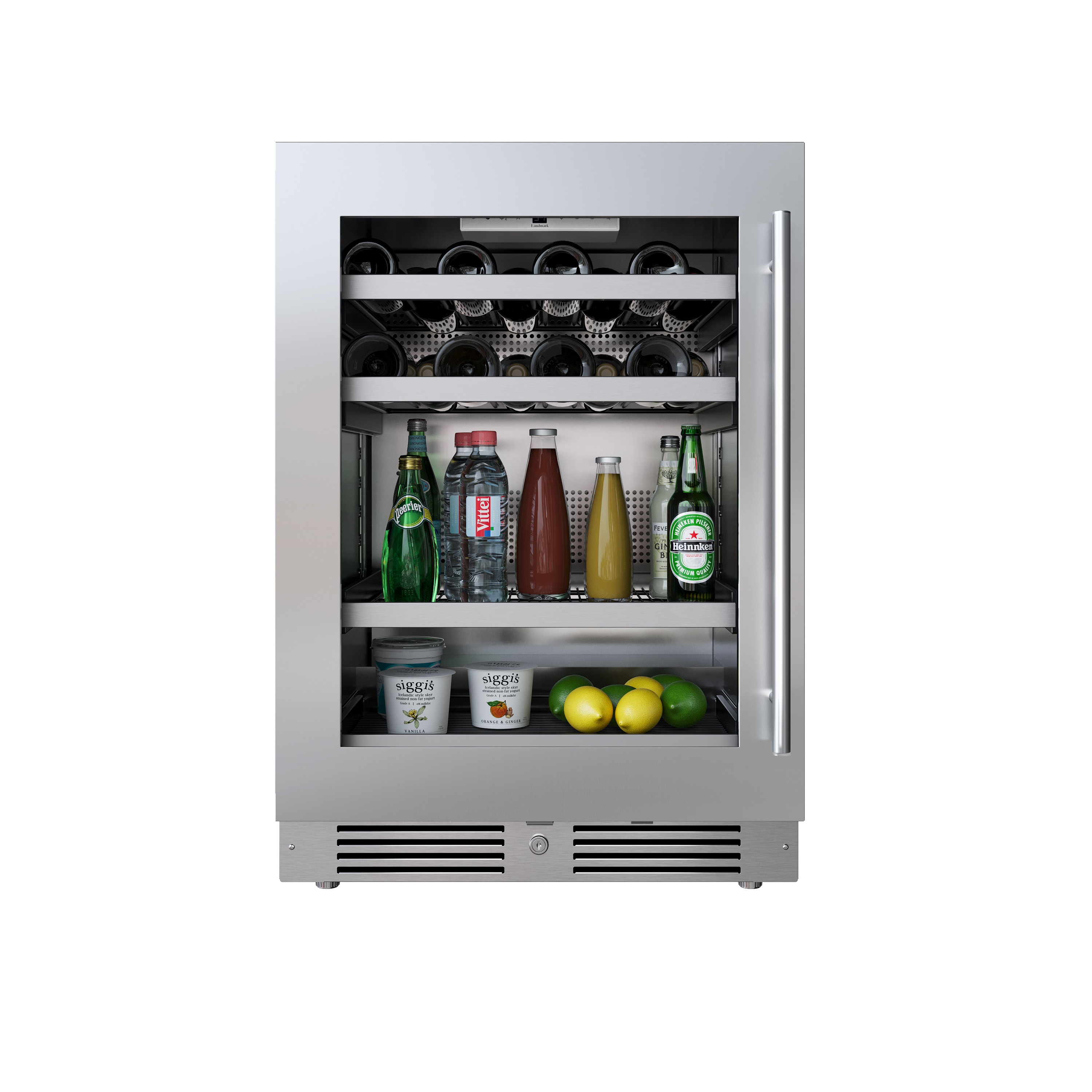 Landmark L3124UI1MSGLH 24-Inches W 16 -Bottles Stainless Steel Built-in Indoor Wine Cooler