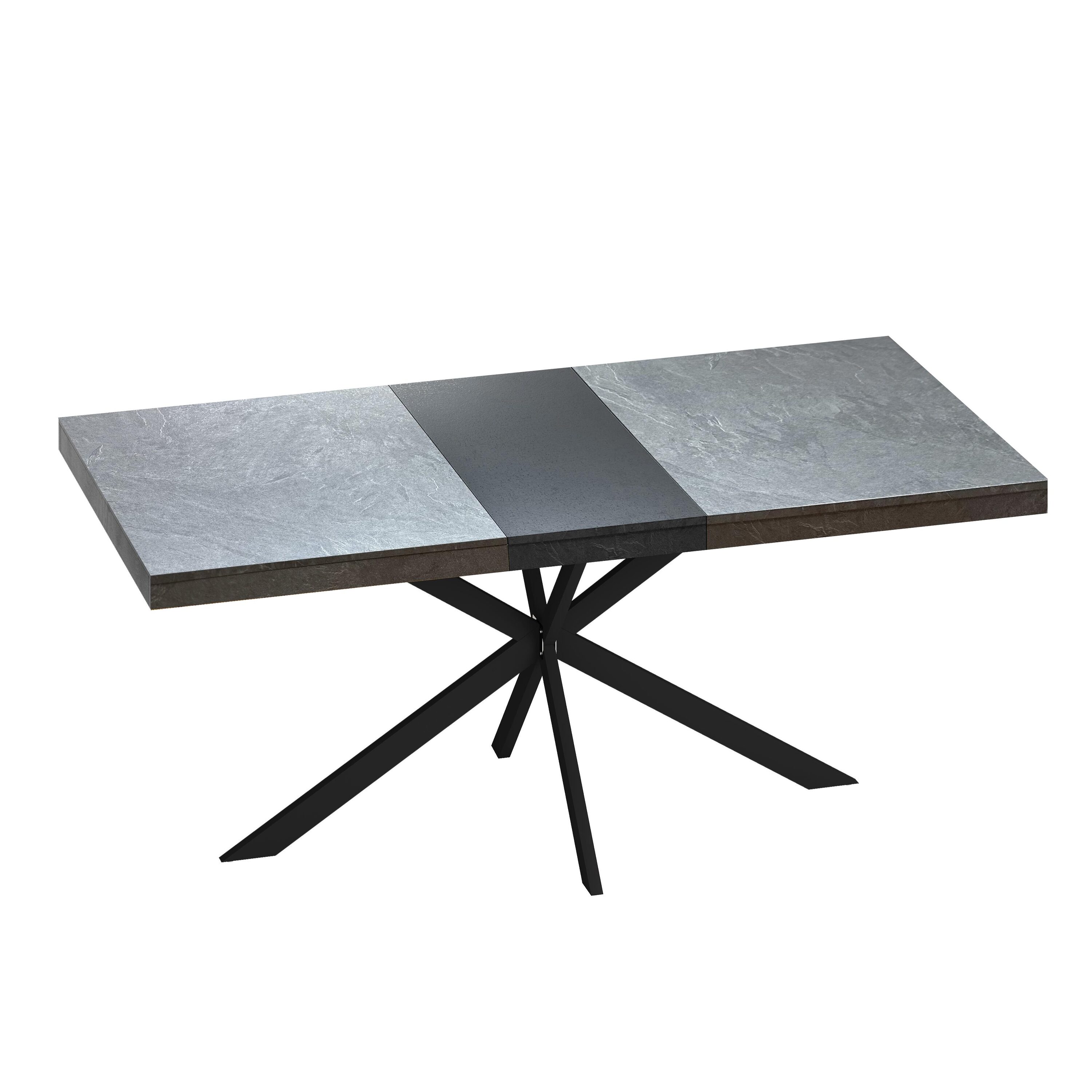 LIVIZA GIZ-NTN4020BK Dark Gray Contemporary/Modern Extending Adjustable Table, MDF with Black Metal 70.86-in L x 29.9-in H