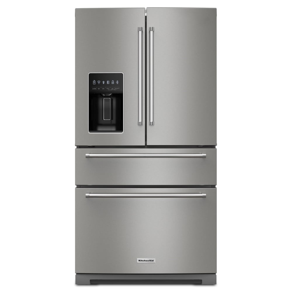 KitchenAid KRMF536RPS Standard-Depth 26.2-cu ft 4 -Door French Door Refrigerator with Ice Maker with Water and Ice Dispenser ( PrintShield Stainless )