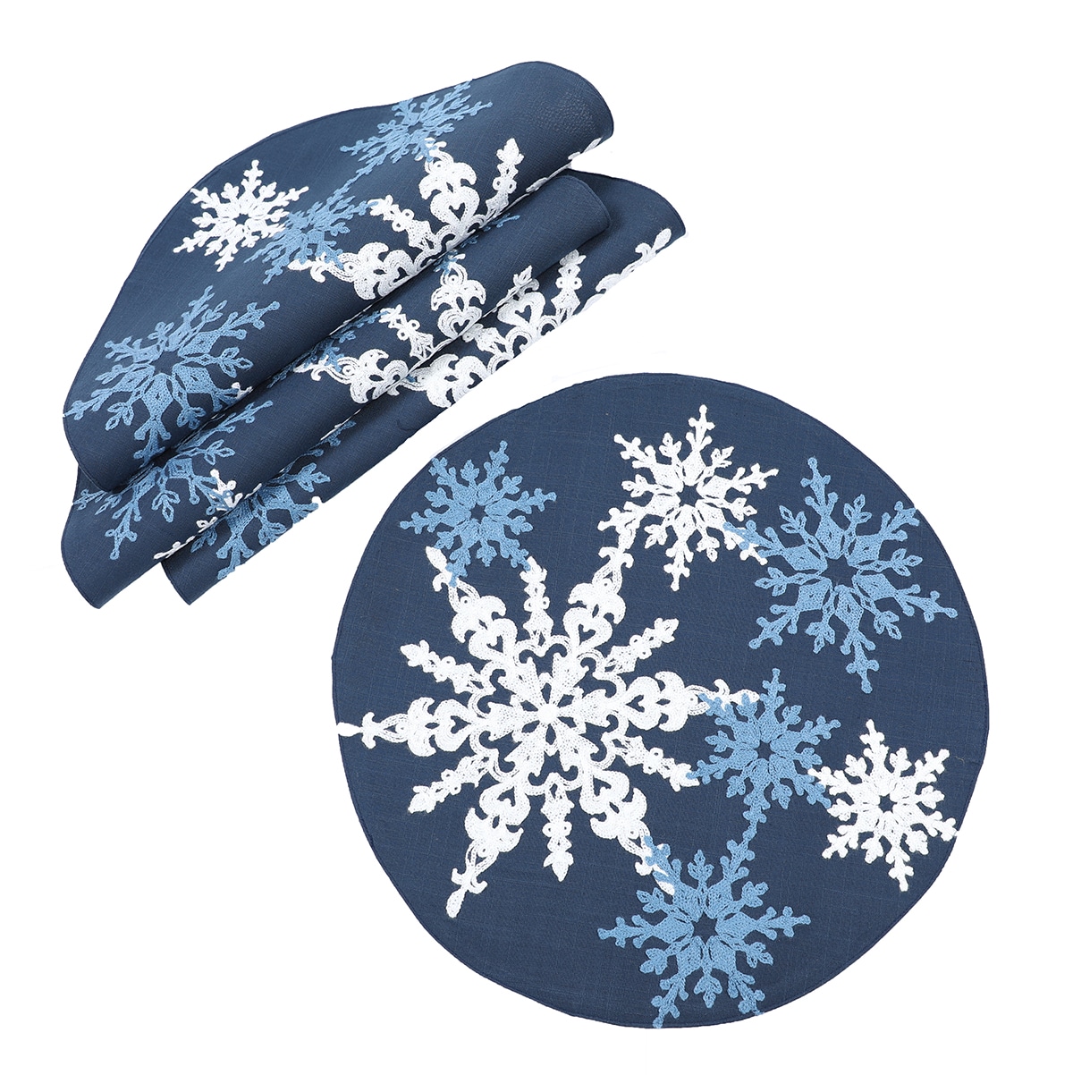 XIA Home Fashions XD1980216RNDBLU 16-Inches Tabletop Decoration 4 -Pack Christmas Decor