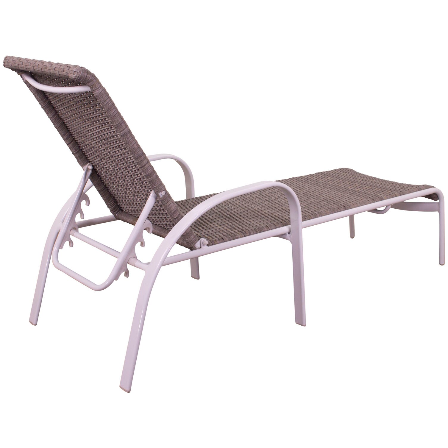 Courtyard Casual Santa Fe Wicker 3 PC Chaise Lounge Set Includes One 20 End Table and Two Chaise Loungers - White