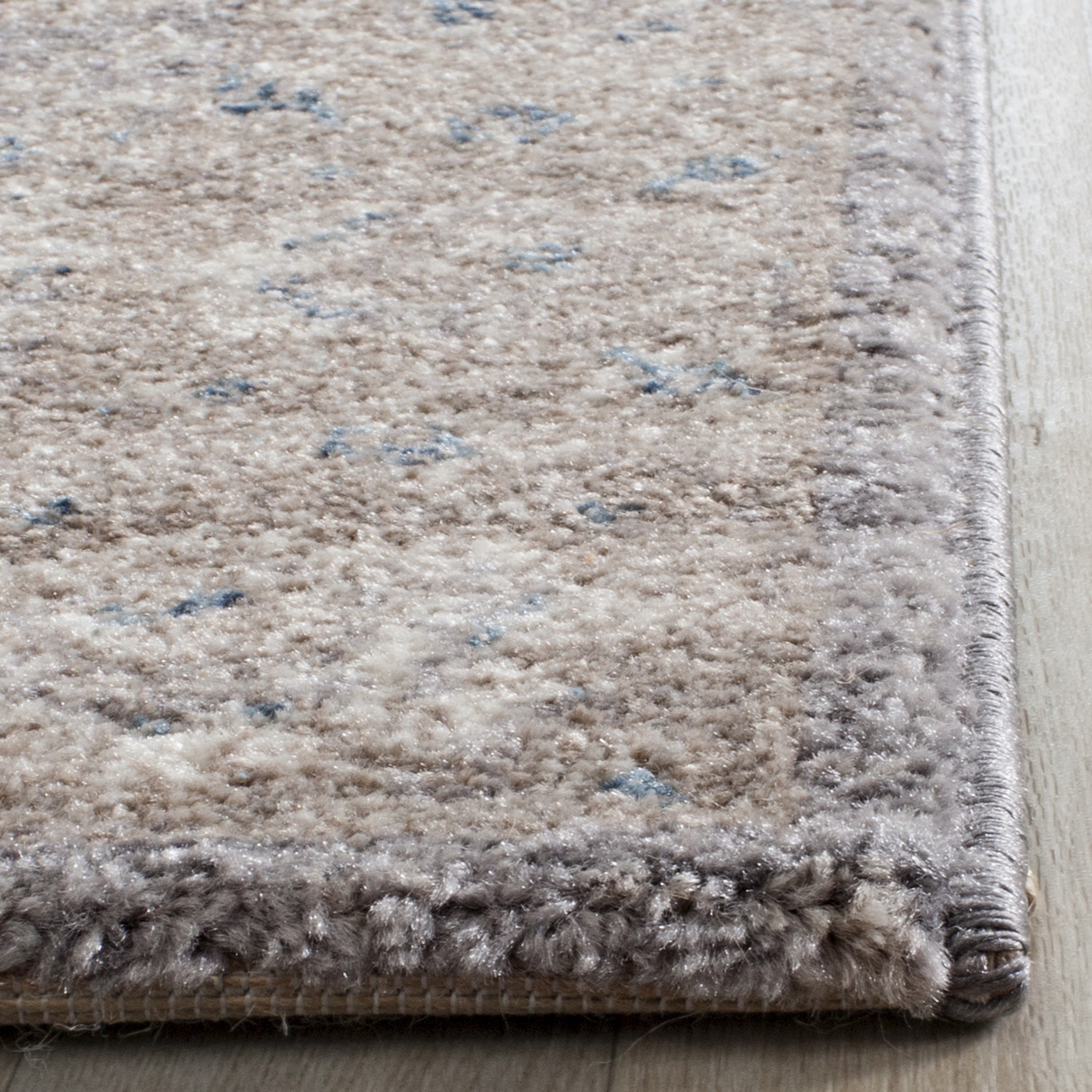 Gray Floral Motif Synthetic Runner Rug 2'2" x 10'