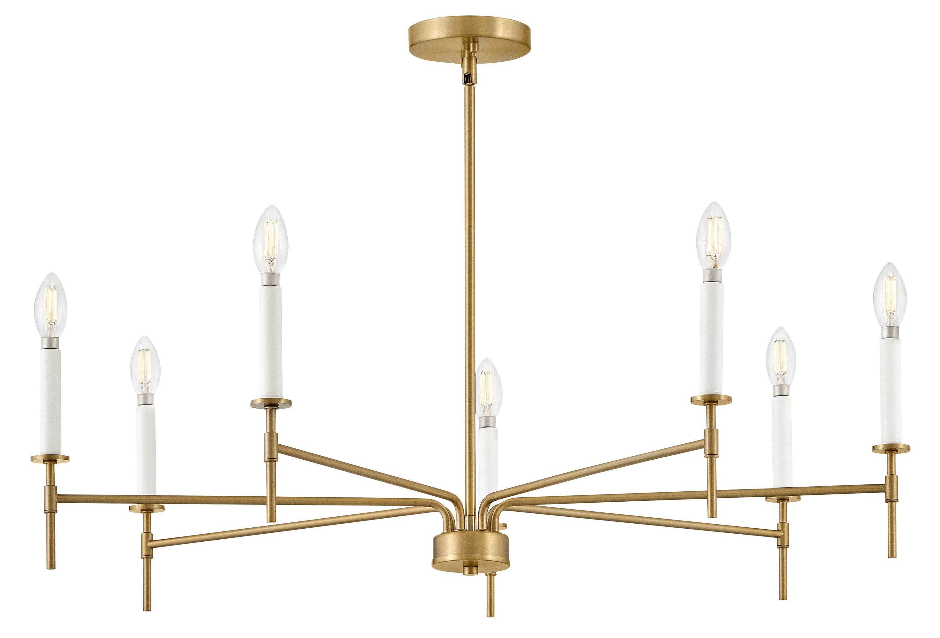 Hux 36" Lacquered Brass 7-Light Candle Style Chandelier