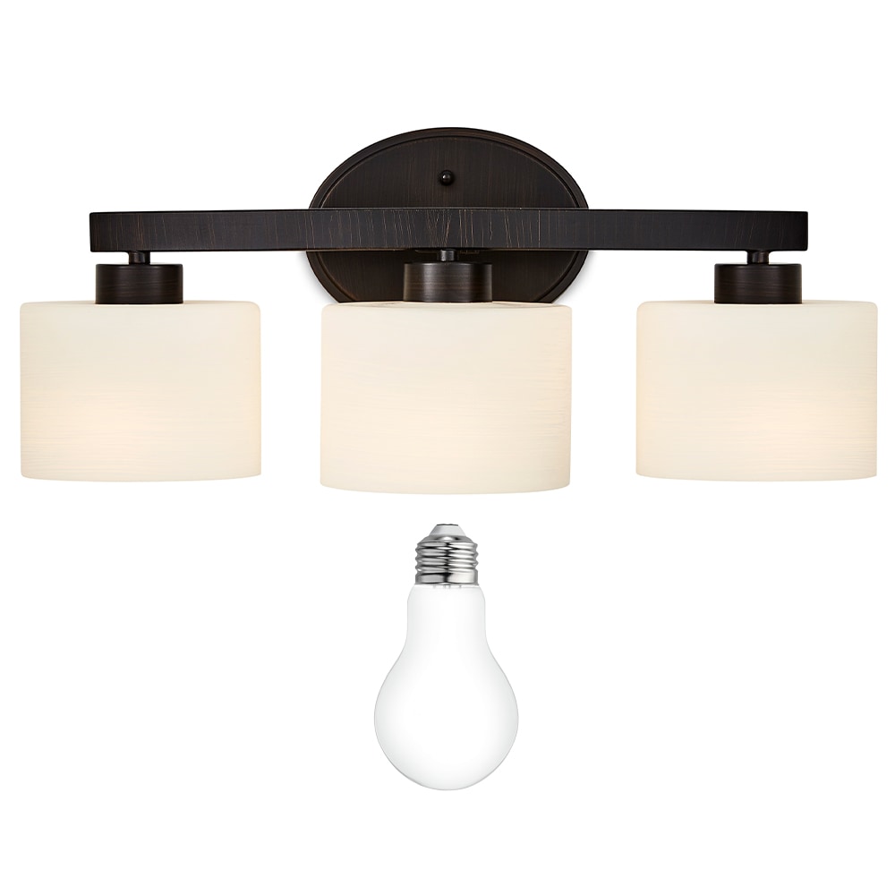 allen + roth Merington 21.5-in 3-Light Aged Bronze Transitional Vanity Light Collection