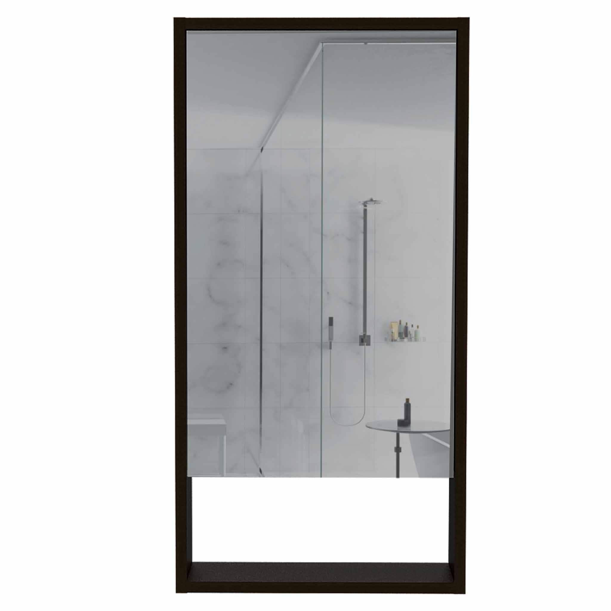 LIVACA 35 inch x 18 inch x 6 inch Wenge Rectangle Medicine Cabinet with Mirrored Door and Manufactured Wood Construction