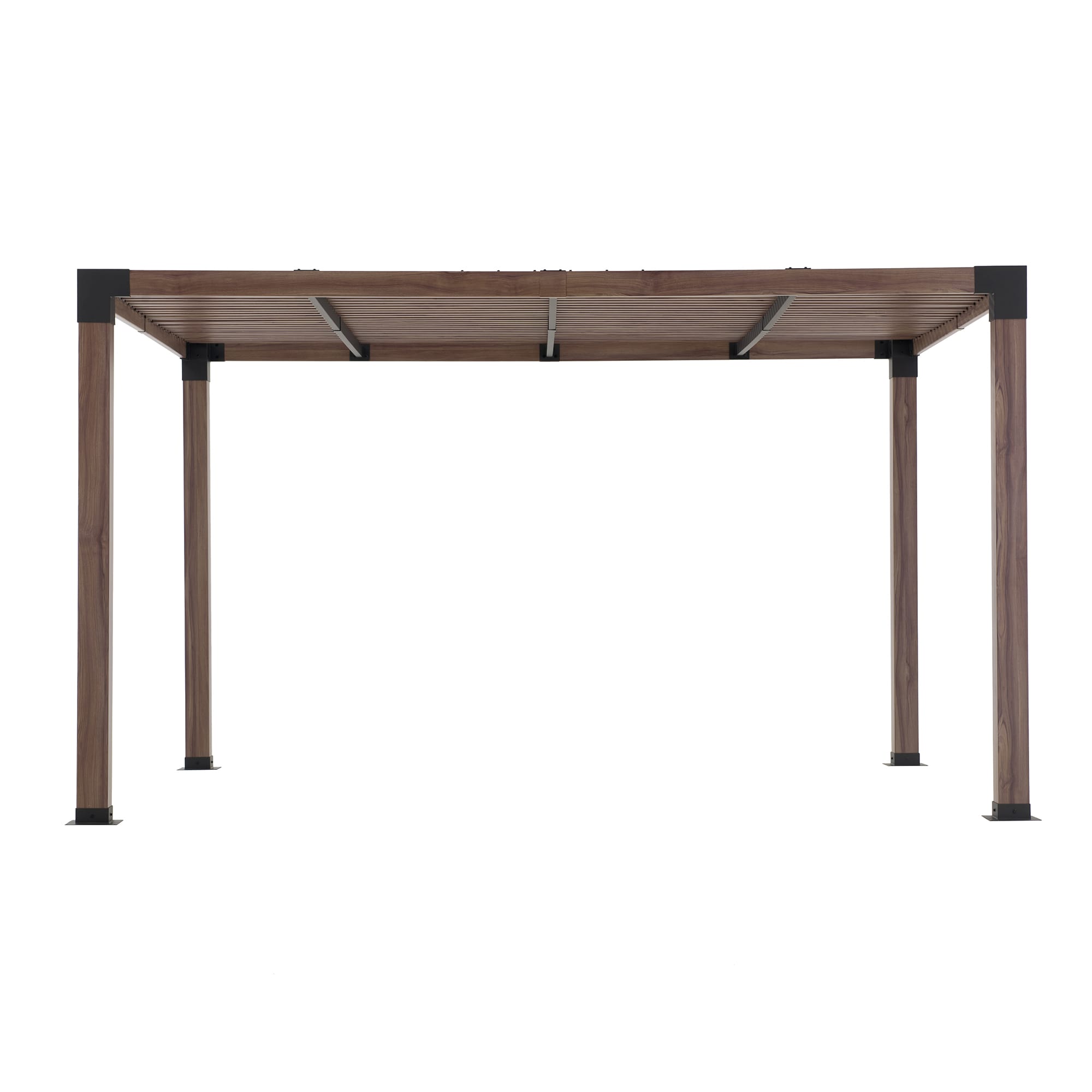 SUMMERCOVE A106008100 10-ft W x 12-ft L x 7-ft 3-in H Brown Metal Attached Pergola